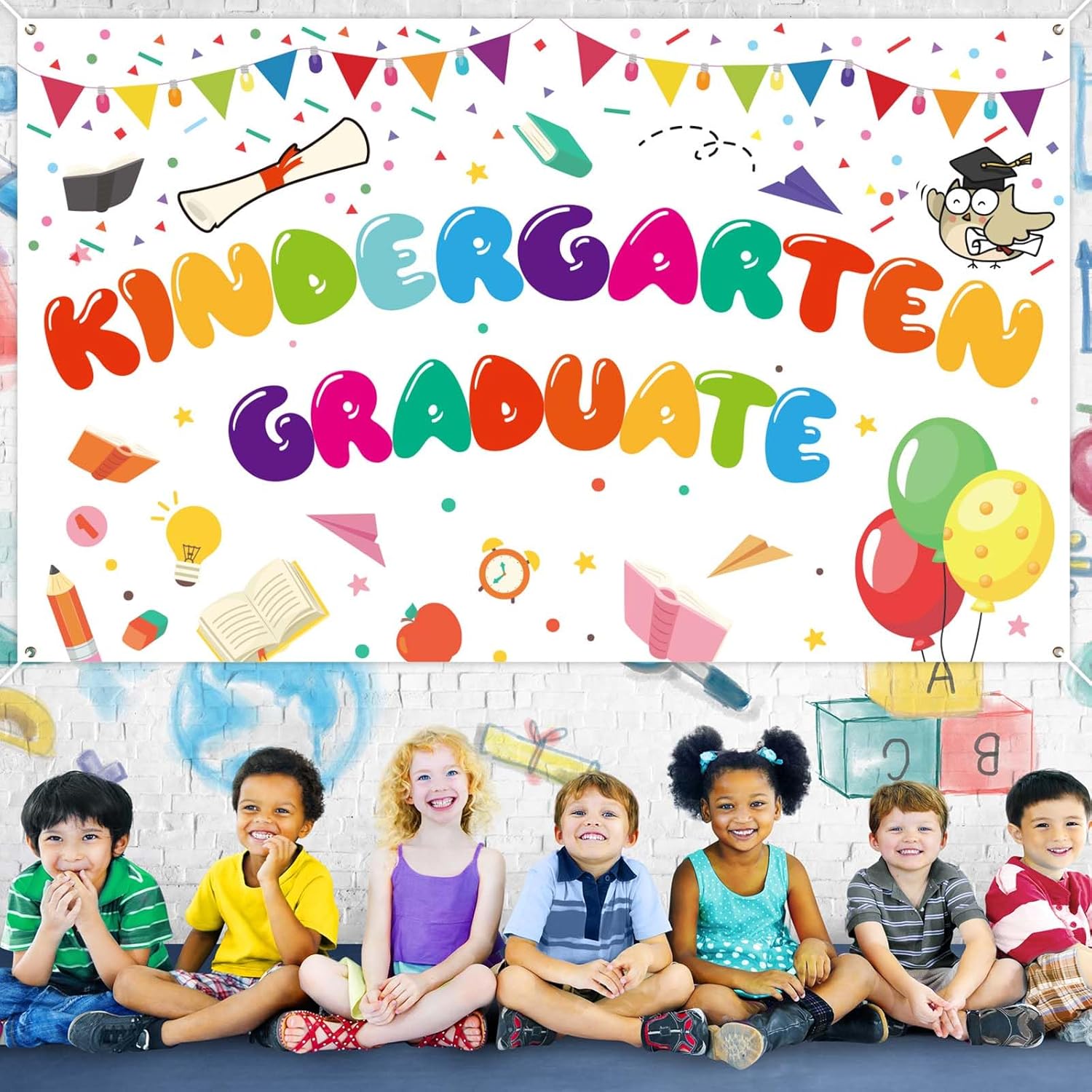 Kindergarten Graduation Banner 71x43 Inch White