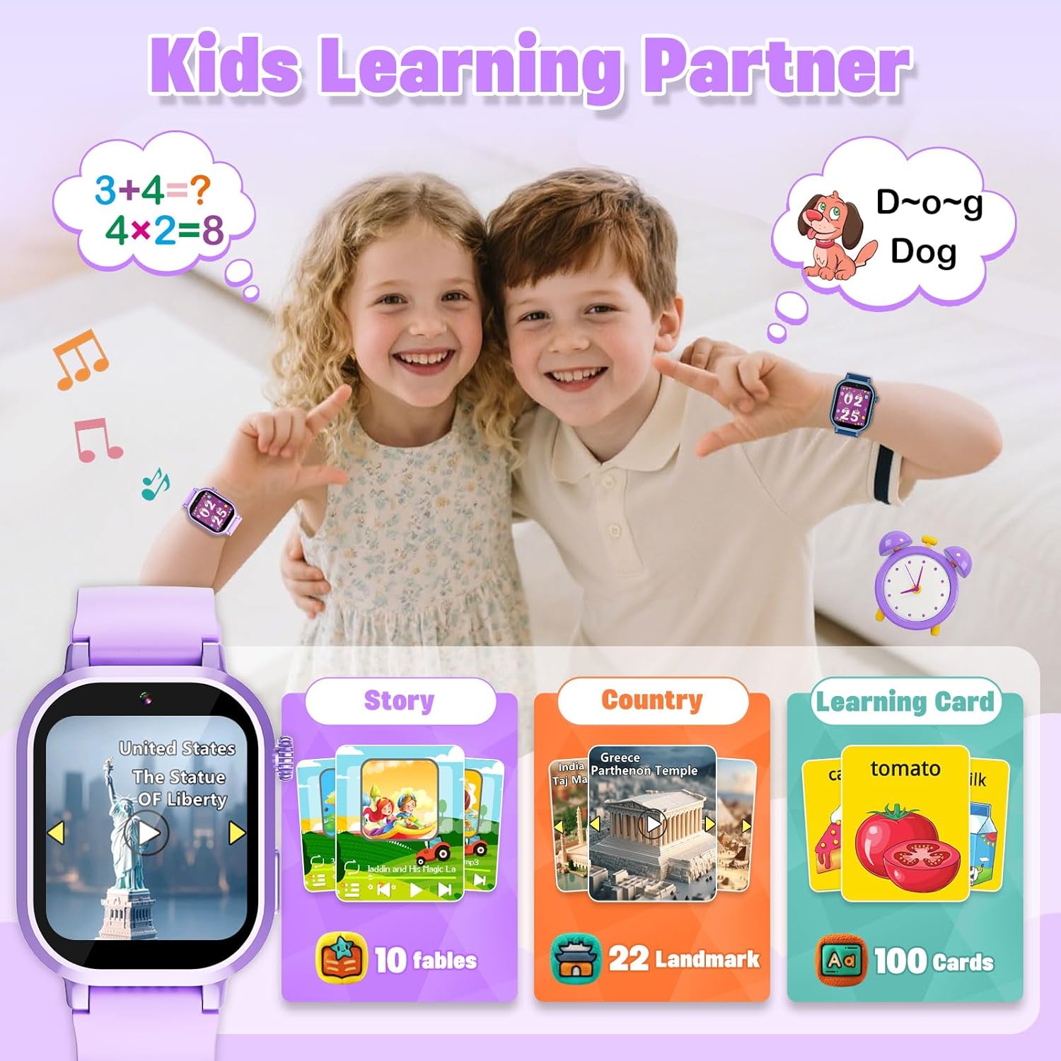 Kids Waterproof Smart Watch with HD Camera and 39 Puzzle Games