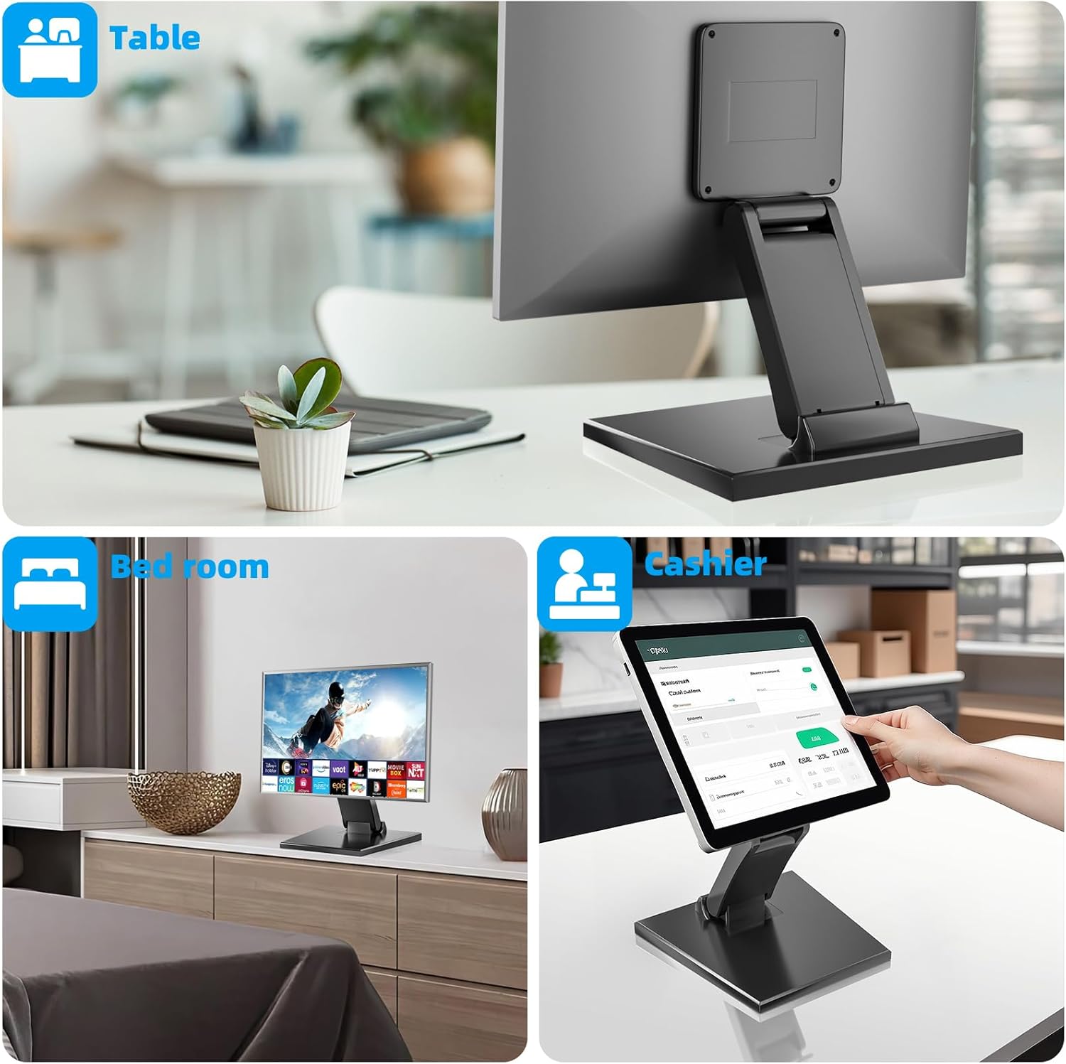 Jakeko Lay Flat Low Profile Monitor Stand For 14-24 Screens