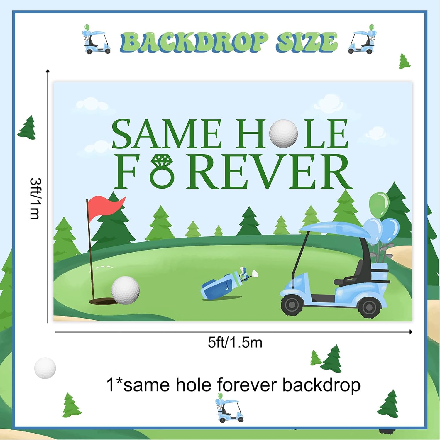 Wonmelody Golf Bachelor Party Backdrop Banner