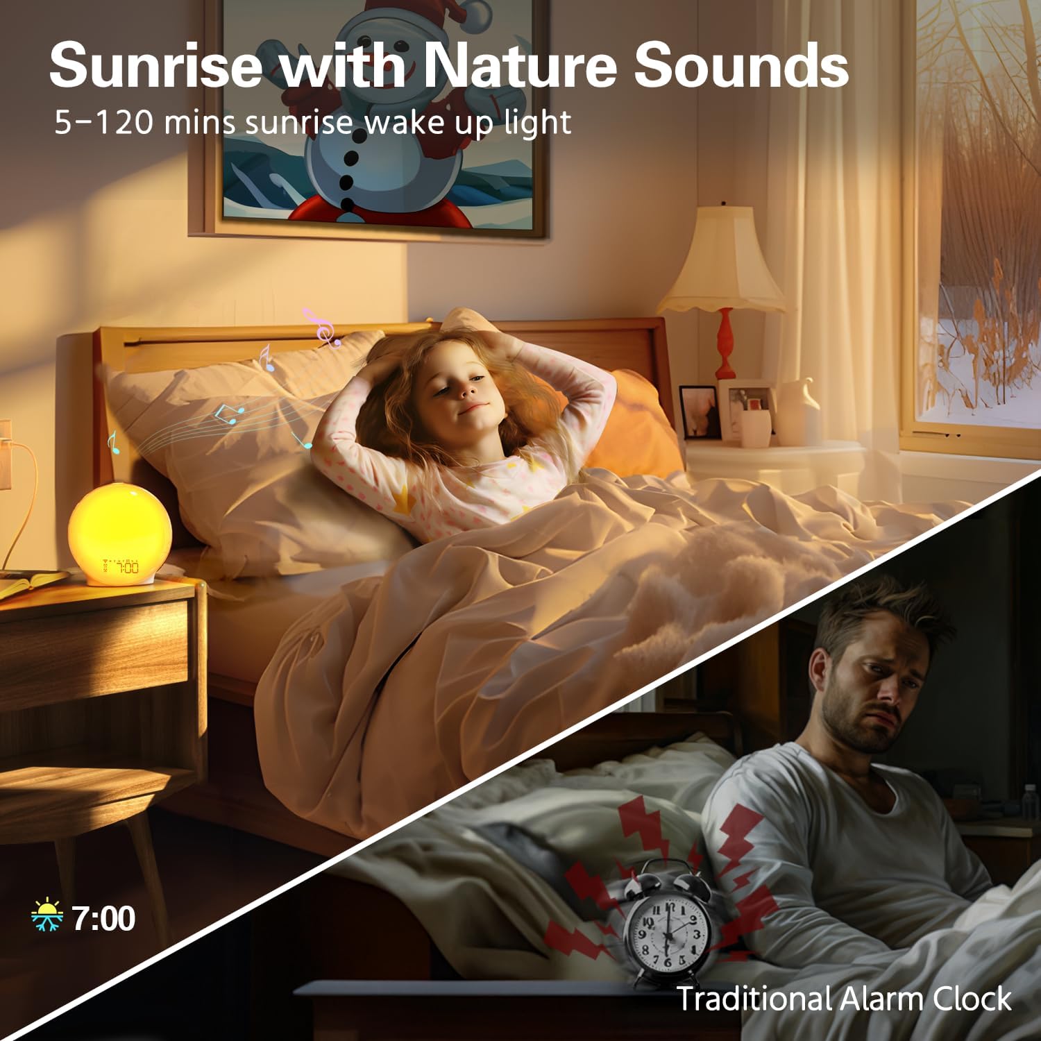 MOMILLA Sunrise Alarm Clock with Alexa Compatibility and Dual Alarms