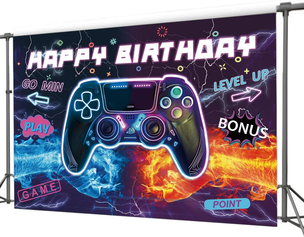 Game Machine Happy Birthday Backdrop Cloth for Parties