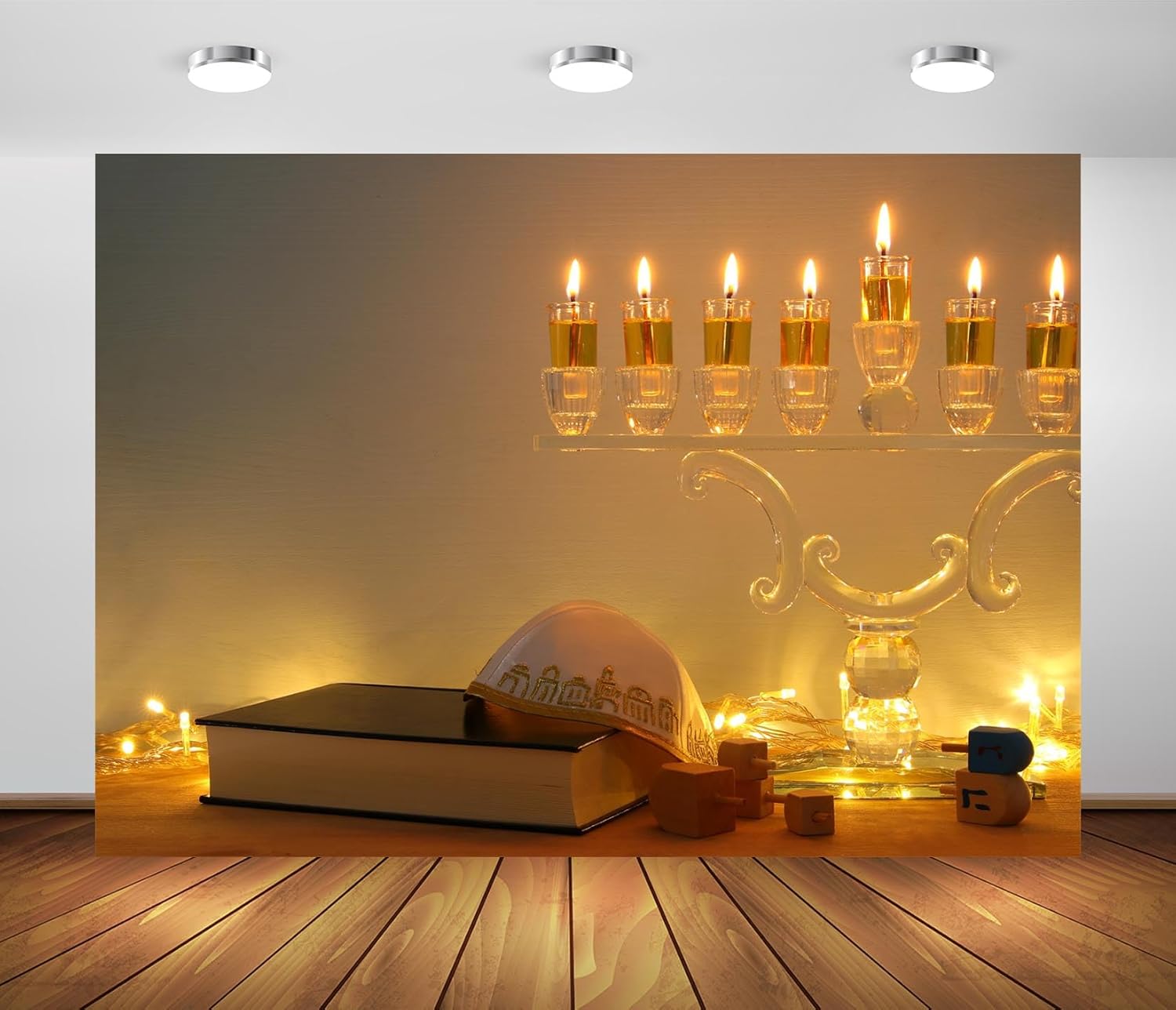 BELECO 8x6ft Hanukkah Backdrop for Party Decorations