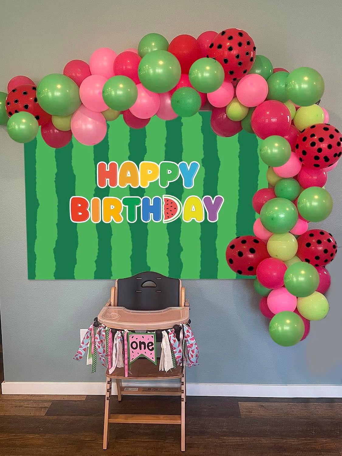 Cartoon Melon Birthday Backdrop 8x6FT Watermelon Theme Party Background