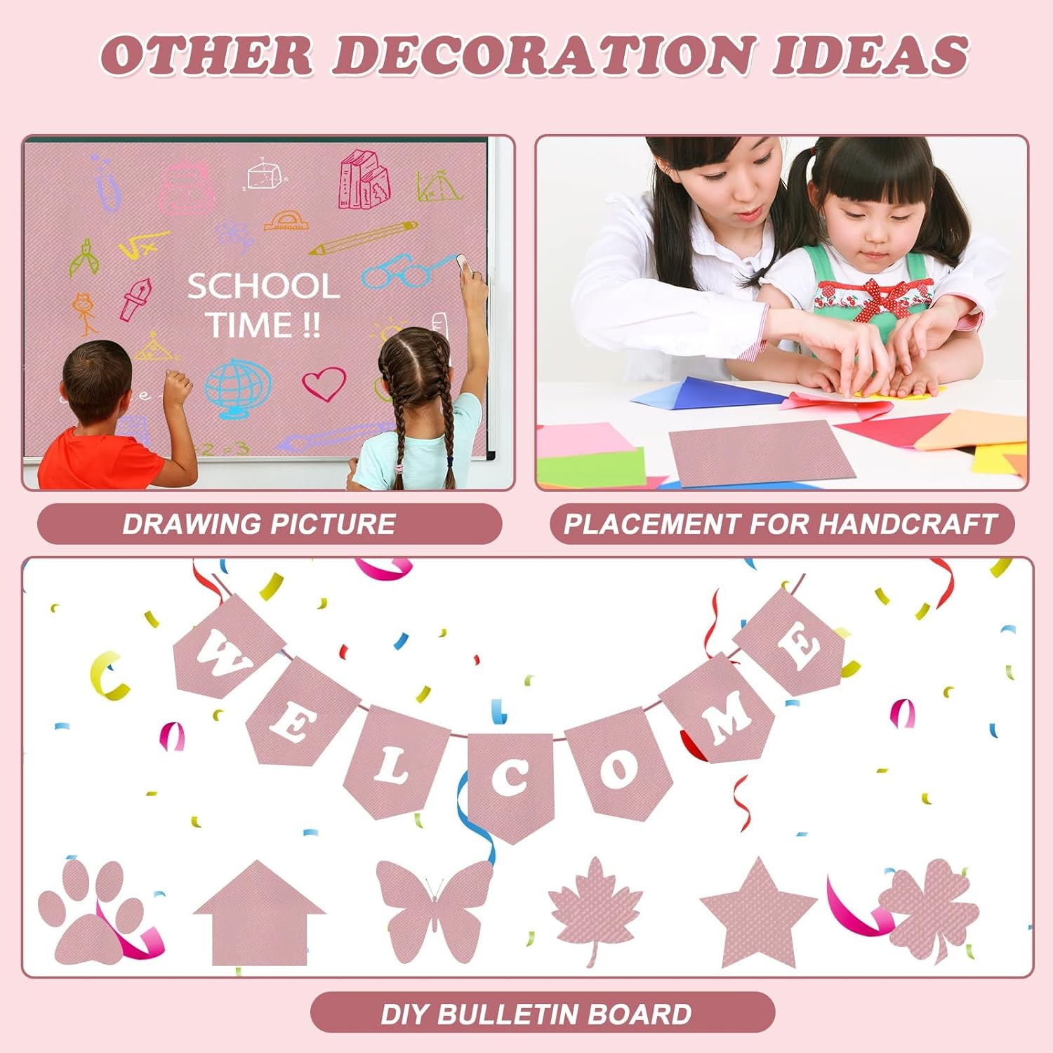 Pink Fabric Bulletin Board Paper Roll 148FT x 47IN