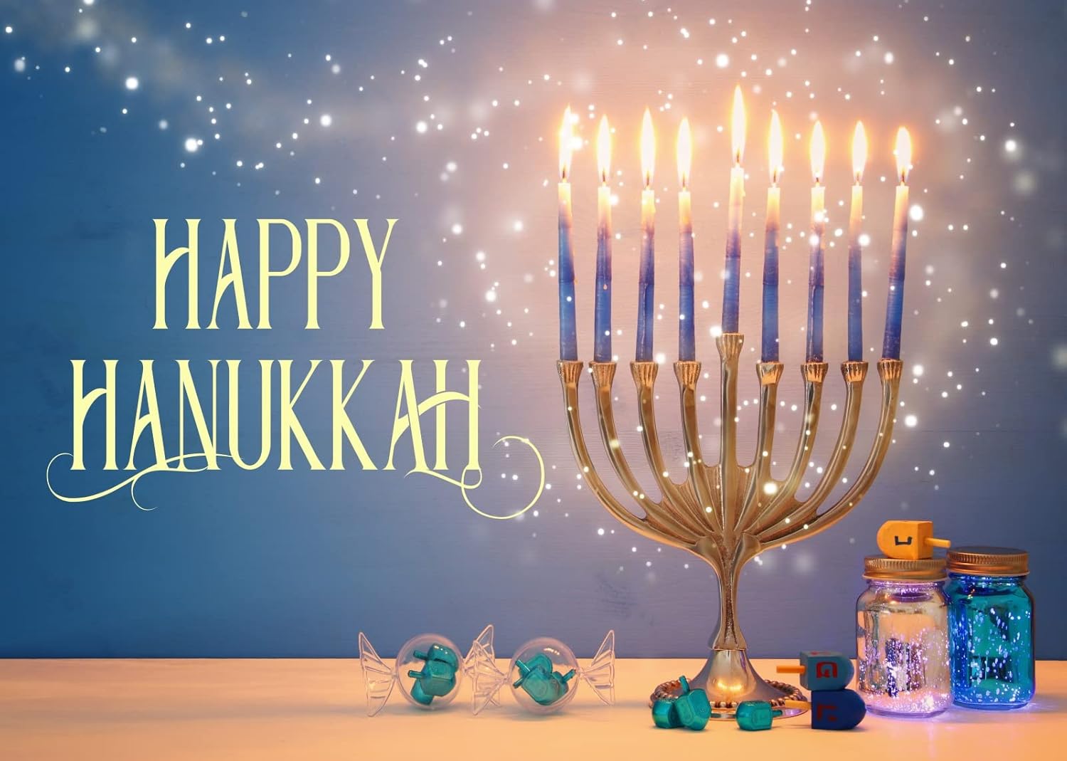 BELECO 7x5ft Hanukkah Photo Backdrop with Glitter Lights