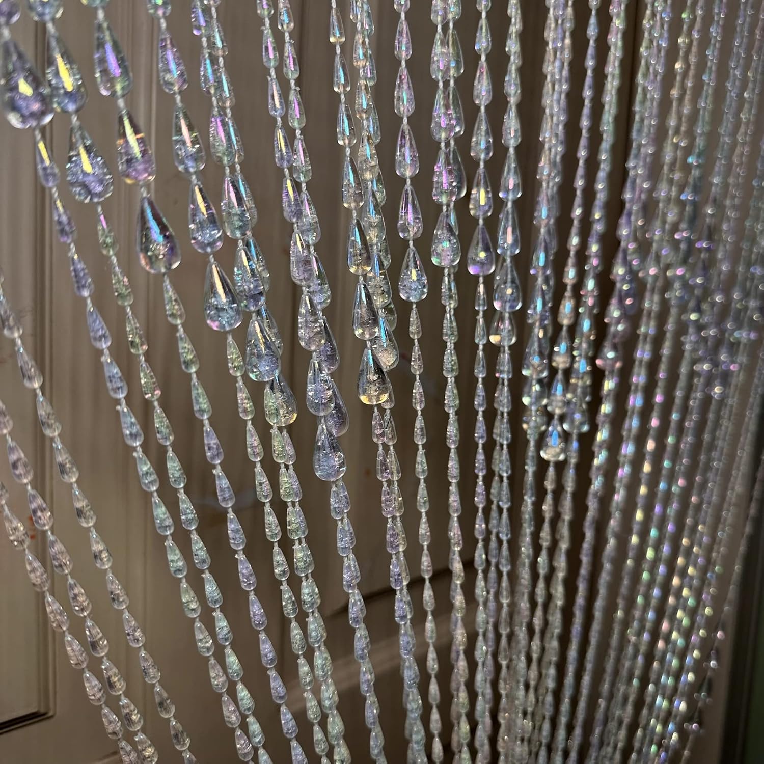 FlavorThings 3FTx 9FT Iridescent Raindrop Beaded Curtain Door Divider