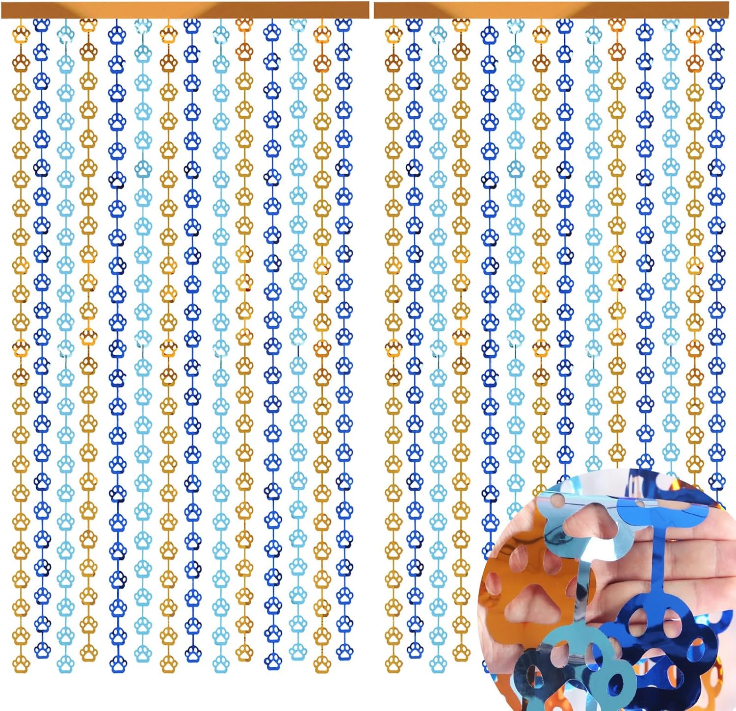 Blue Orange Dog Paw Foil Streamers for Party Decorations