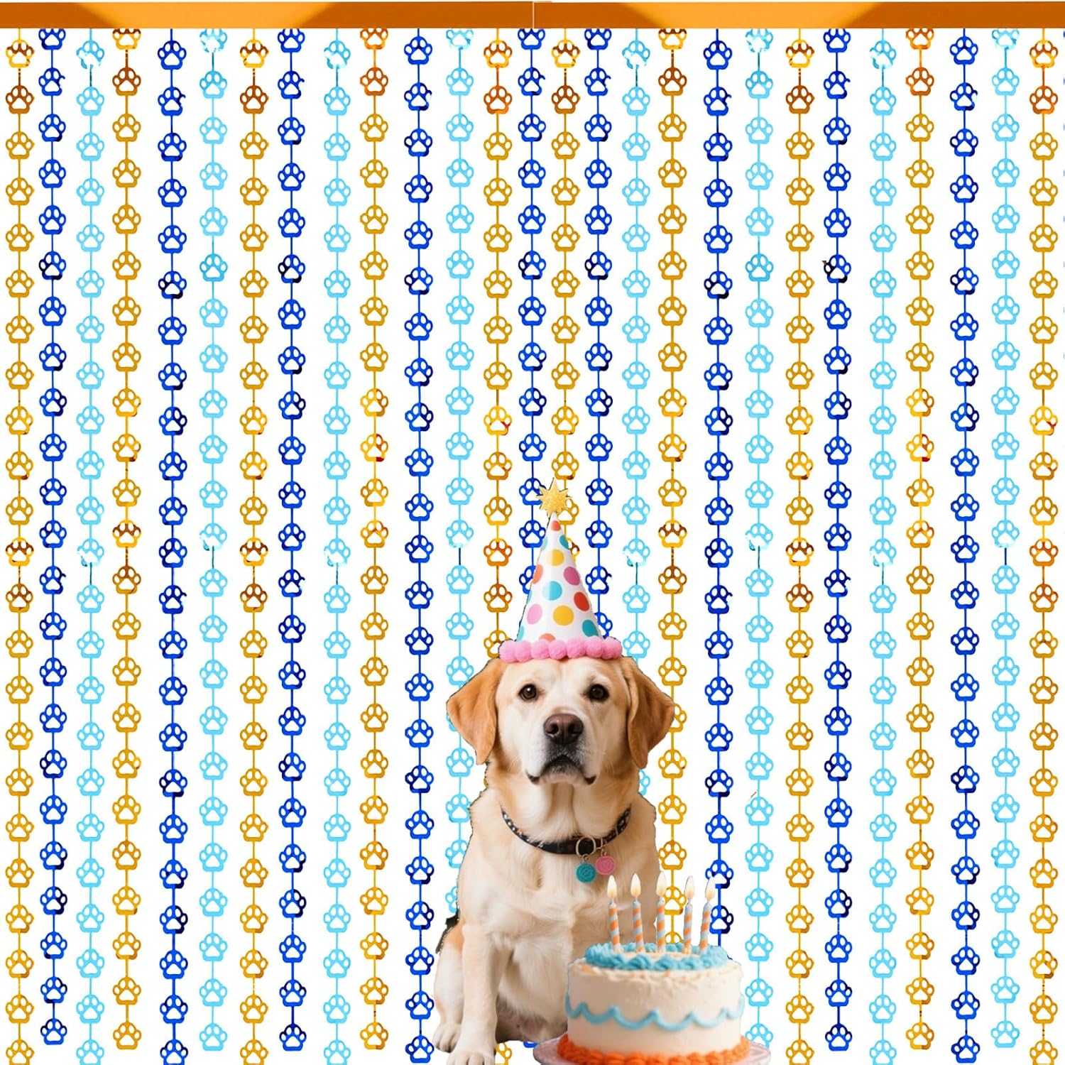 Blue Orange Dog Paw Foil Streamers for Party Decorations