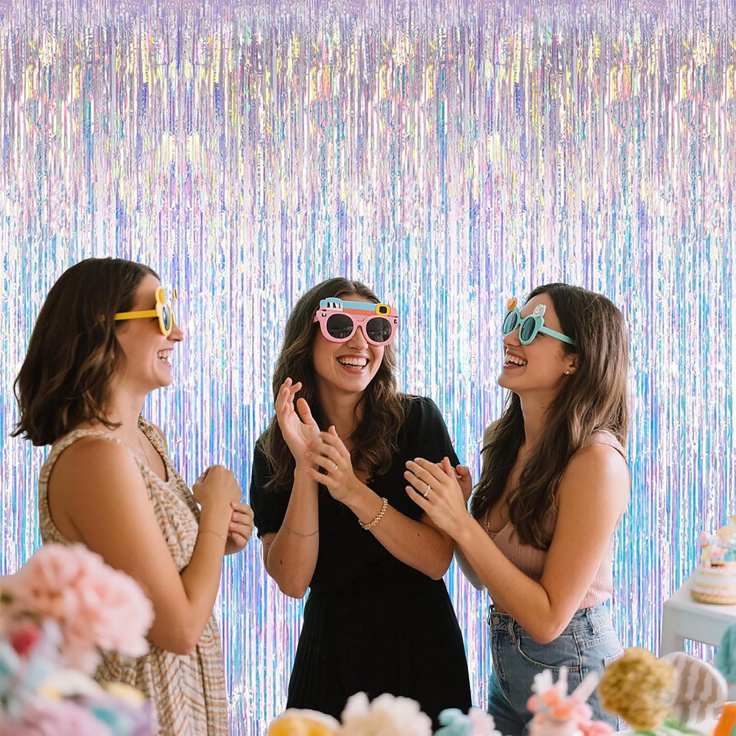 Iridescent Party Decorations Fringe Backdrop