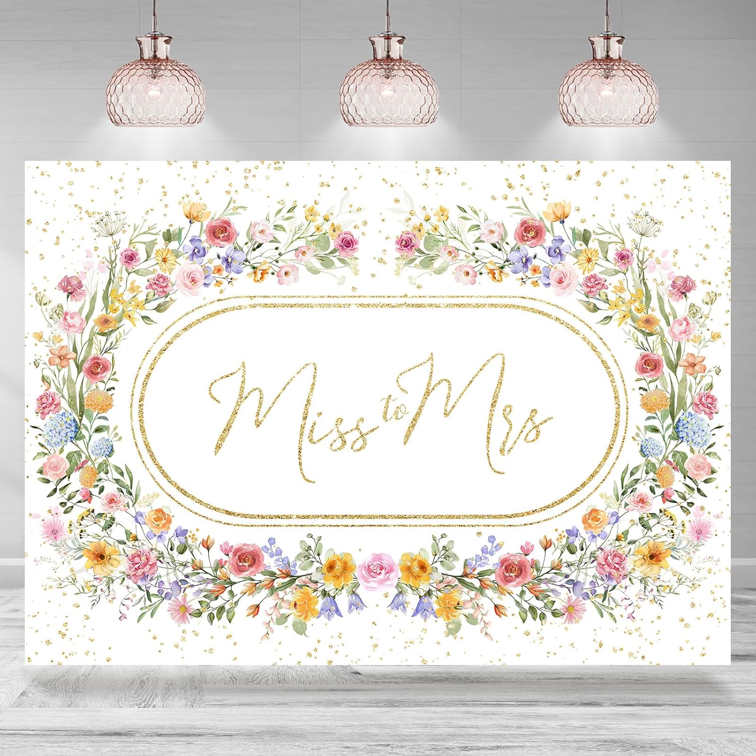 Miss to Mrs Floral Bridal Shower Backdrop 7x5ft