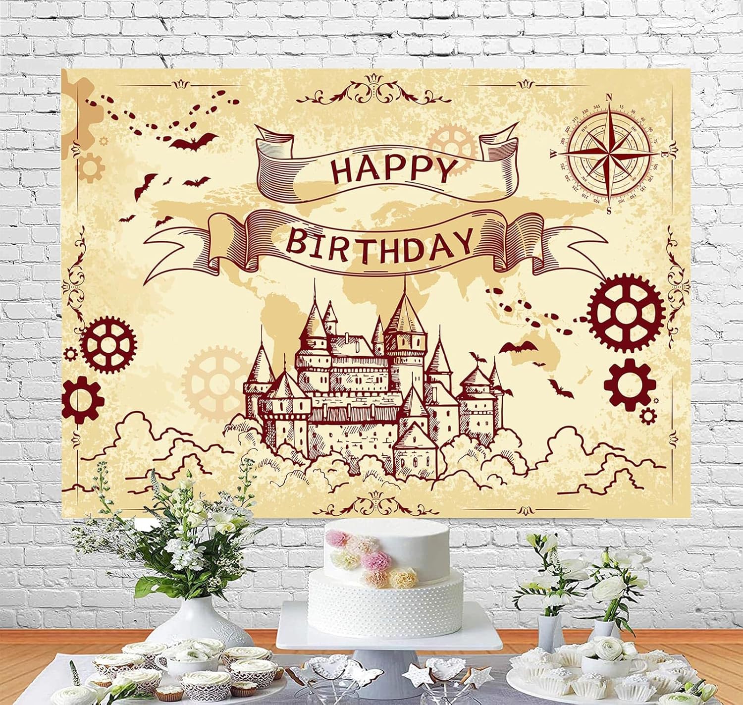 Wizard Birthday Backdrop Banner Boys Girls Party Decorations 7x5ft