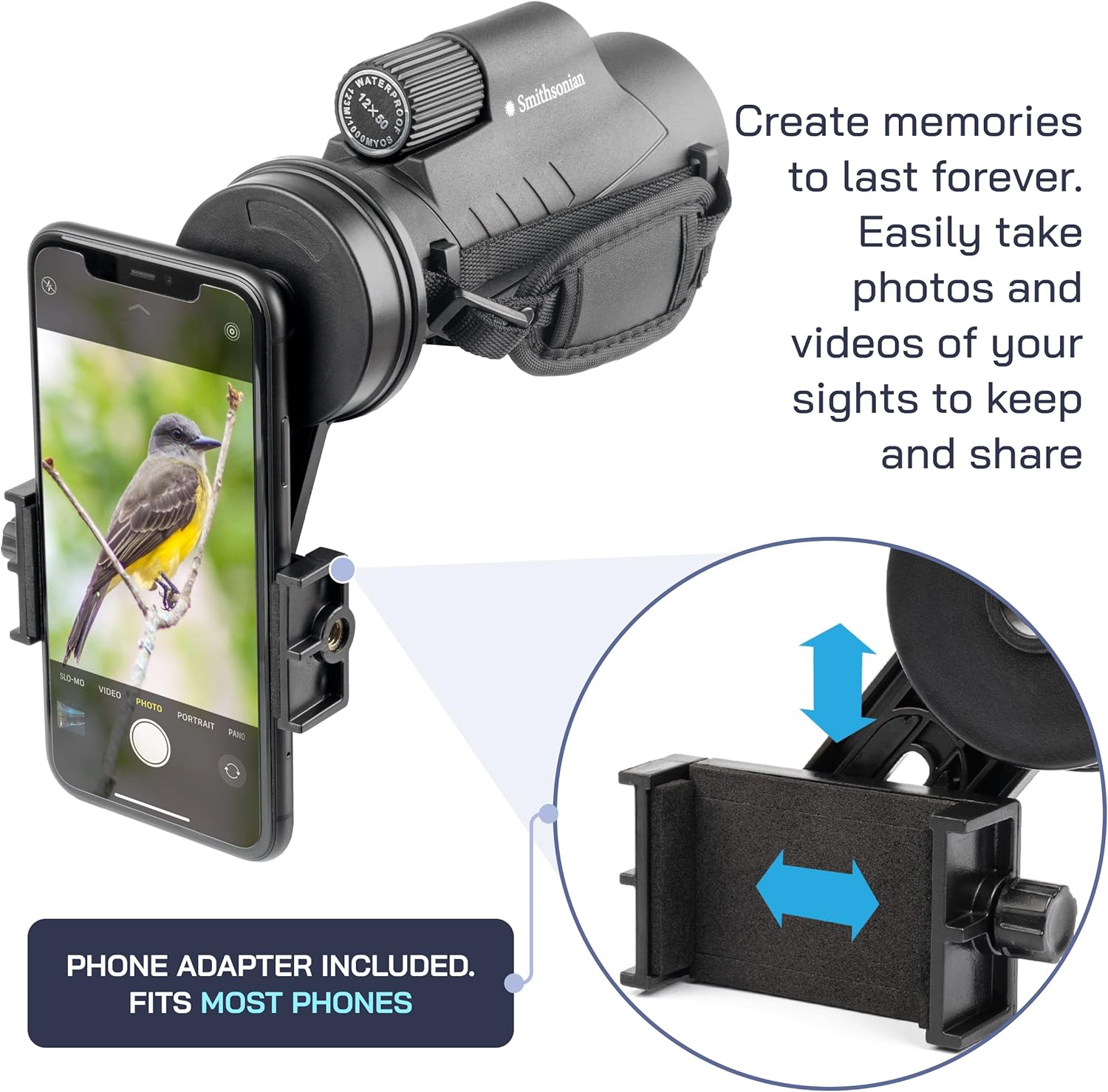 Omano Smithsonian 12x50 Monocular with Smartphone Adaptor