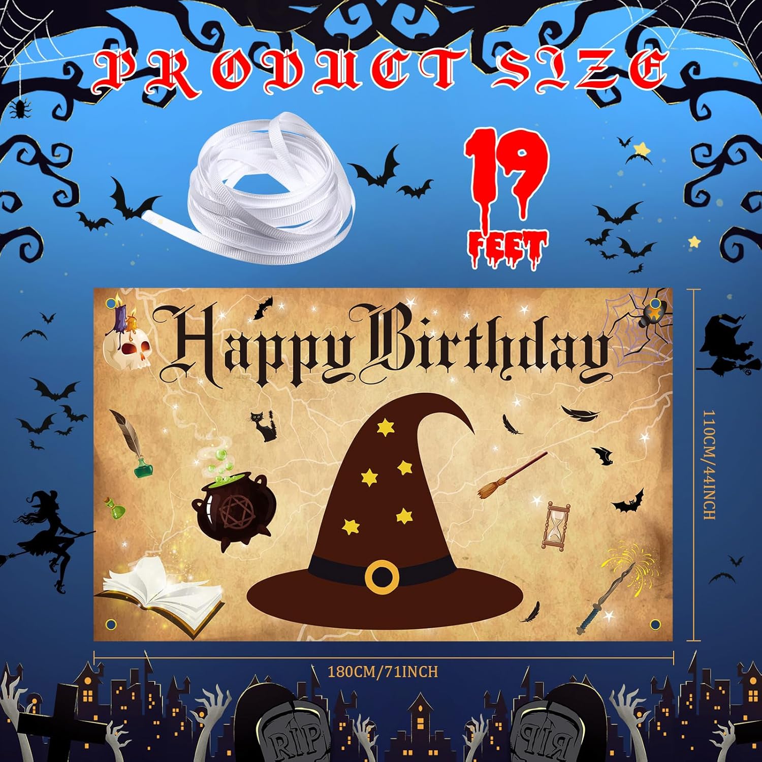 Wizard Birthday Backdrop Banners 6x36ft Party Decor Background