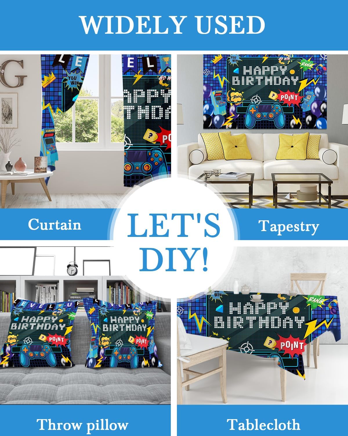 Mocsicka Gaming Birthday Photo Background 7x5ft