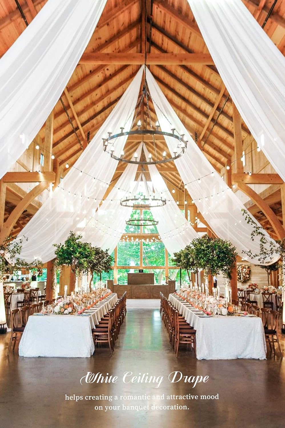 4 Panels White Ceiling Drapes for Wedding Decorations