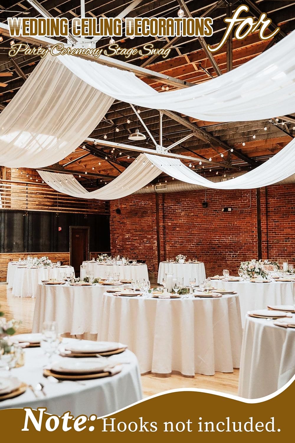 6 Panels White Ceiling Drapes for Wedding Ceremony