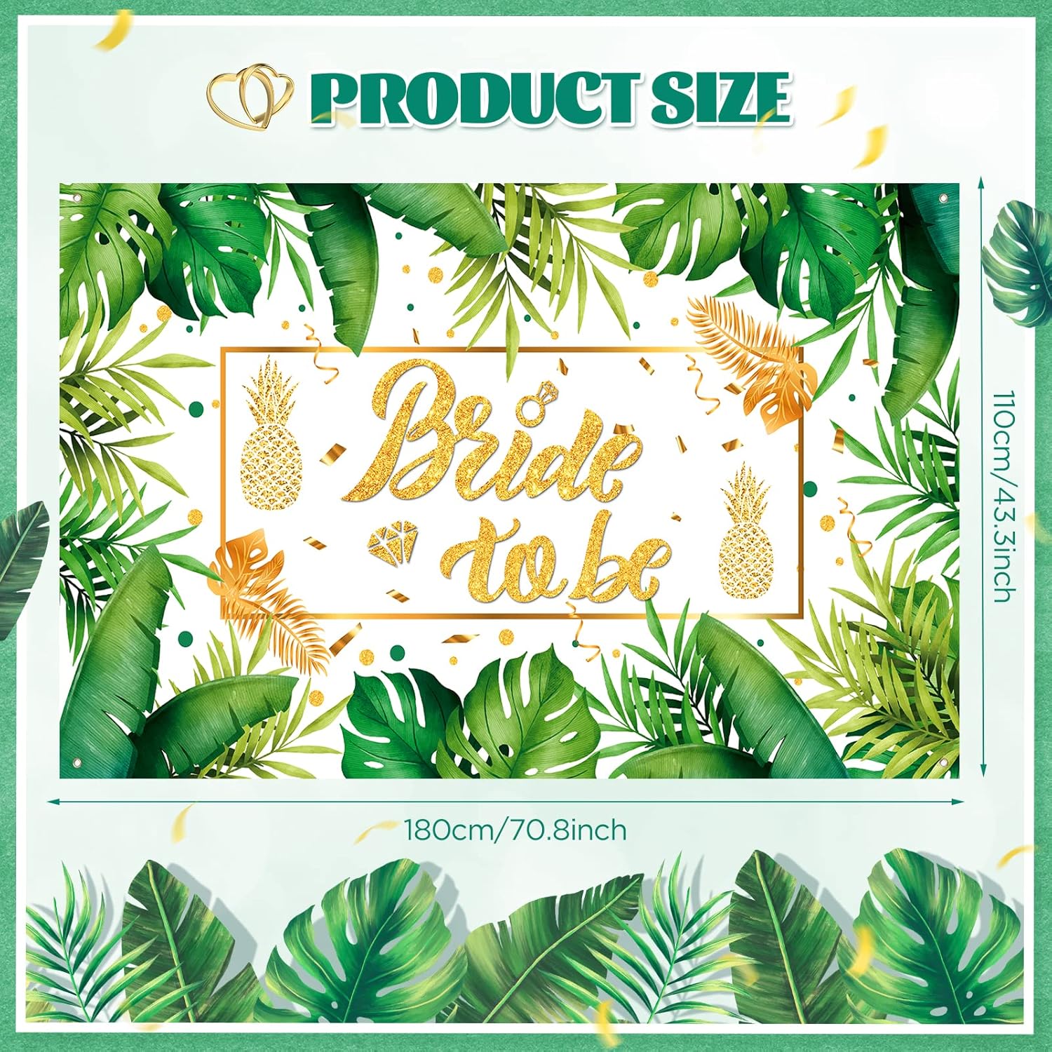 Palm Bride to Be Decorations Tropical Wedding Banner 71x44 Inch