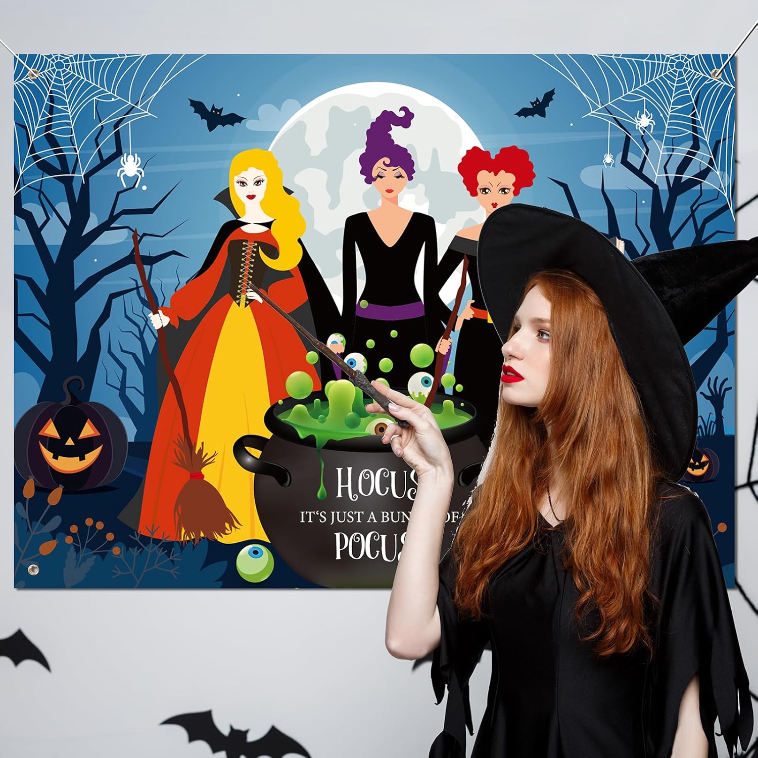 Halloween Car Decorations Kit Witch Themed Backdrop
