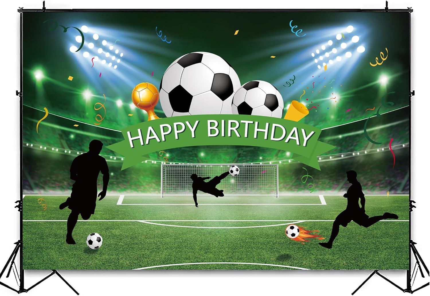 Soccer Birthday Party Backdrop Banner 5x3ft
