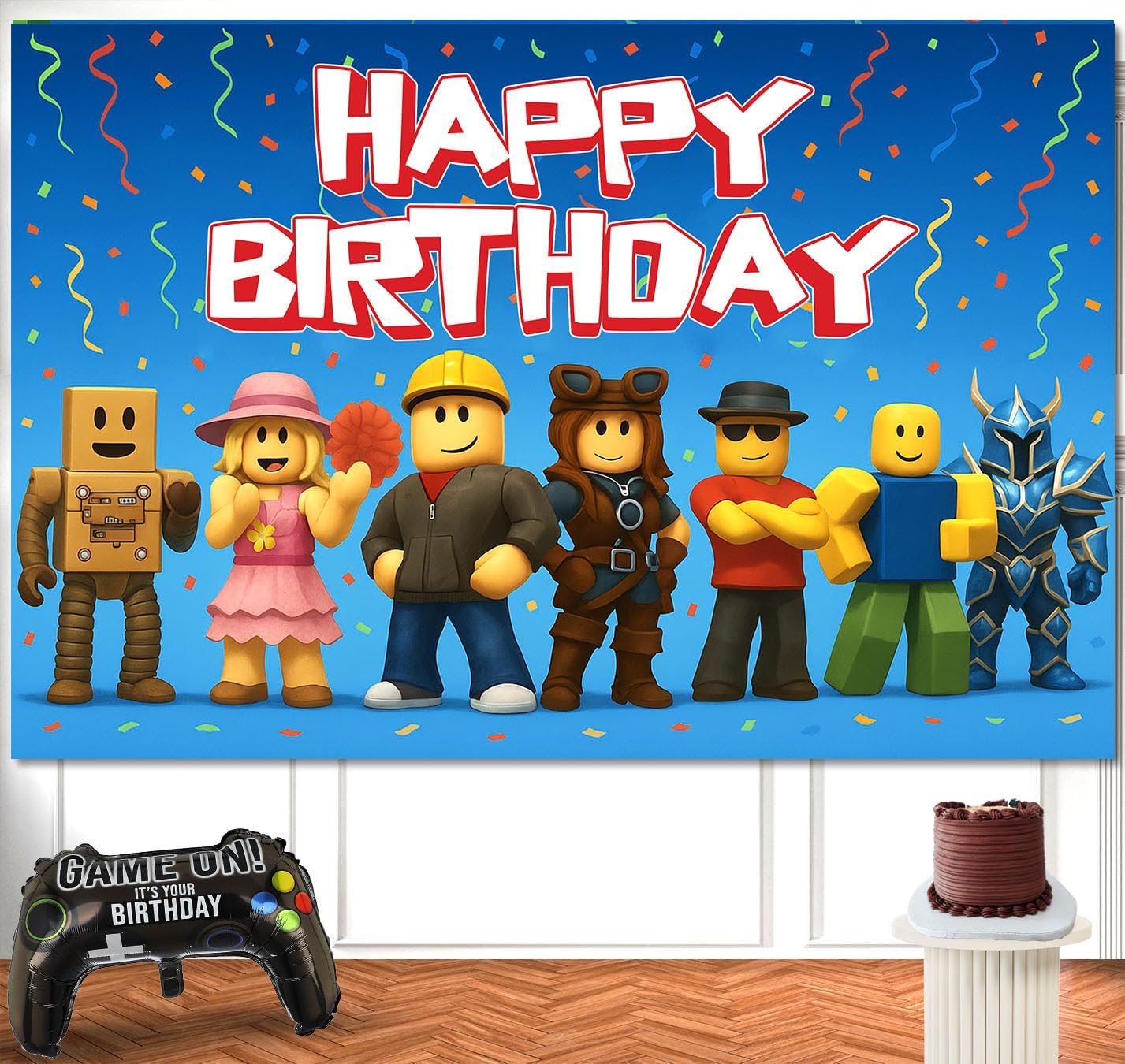 Gaming Birthday Decorations Pixel Backdrop Banner for Boys 6x4ft