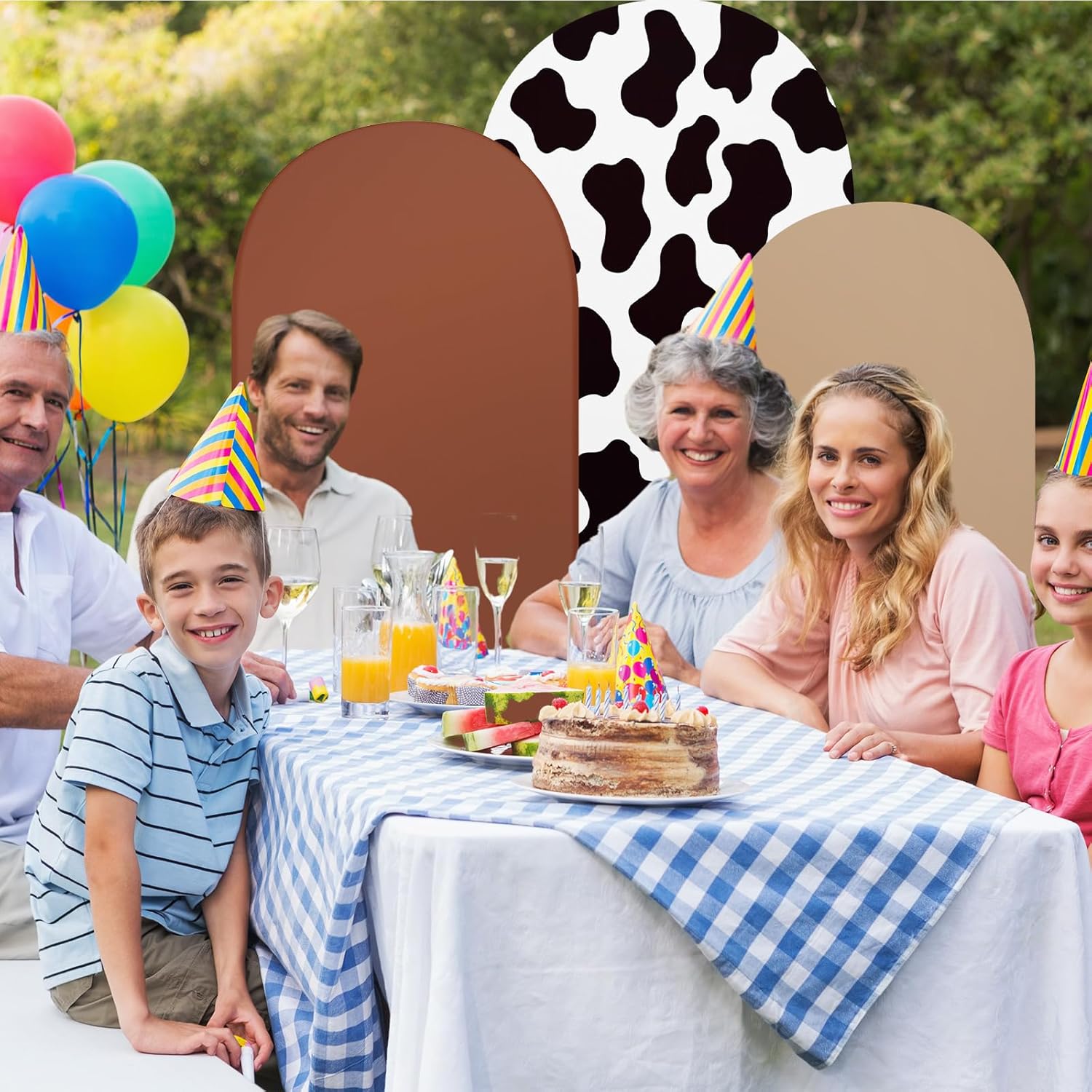 3 Sets Cow Theme Party Arch Backdrop Cover - Brown