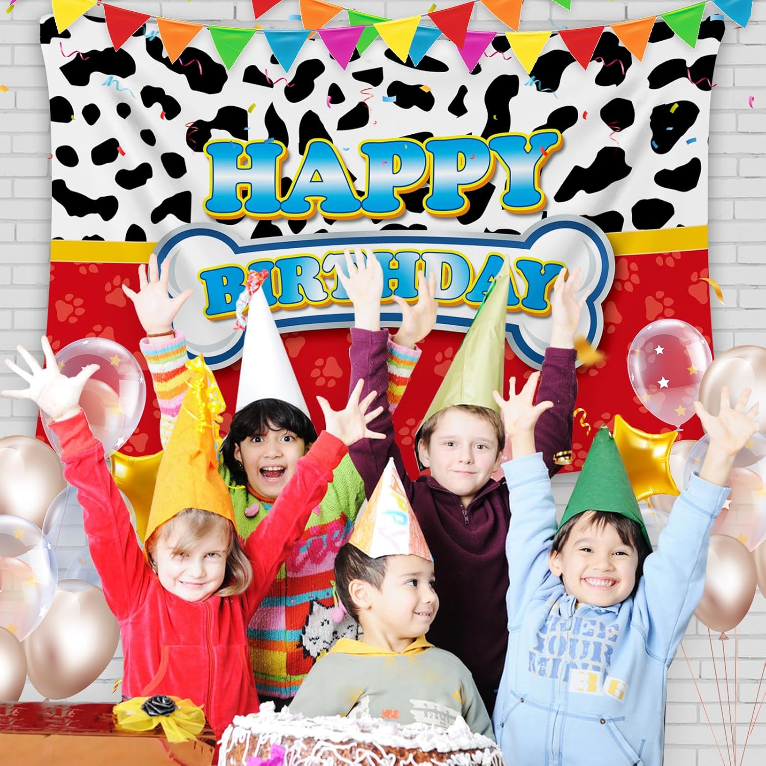 Red Dog Paw Birthday Party Backdrop Set