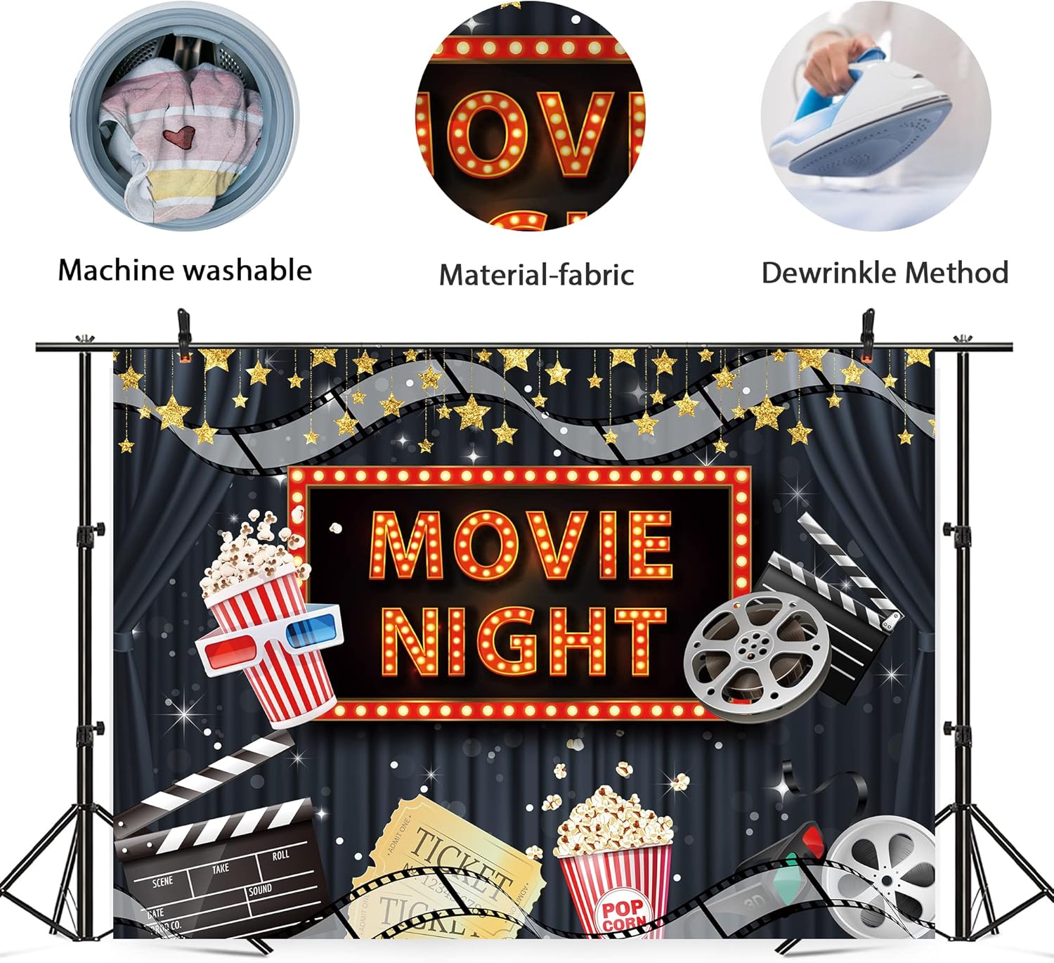 Movie Night Backdrop 7x5ft for Parties and Photo Booths