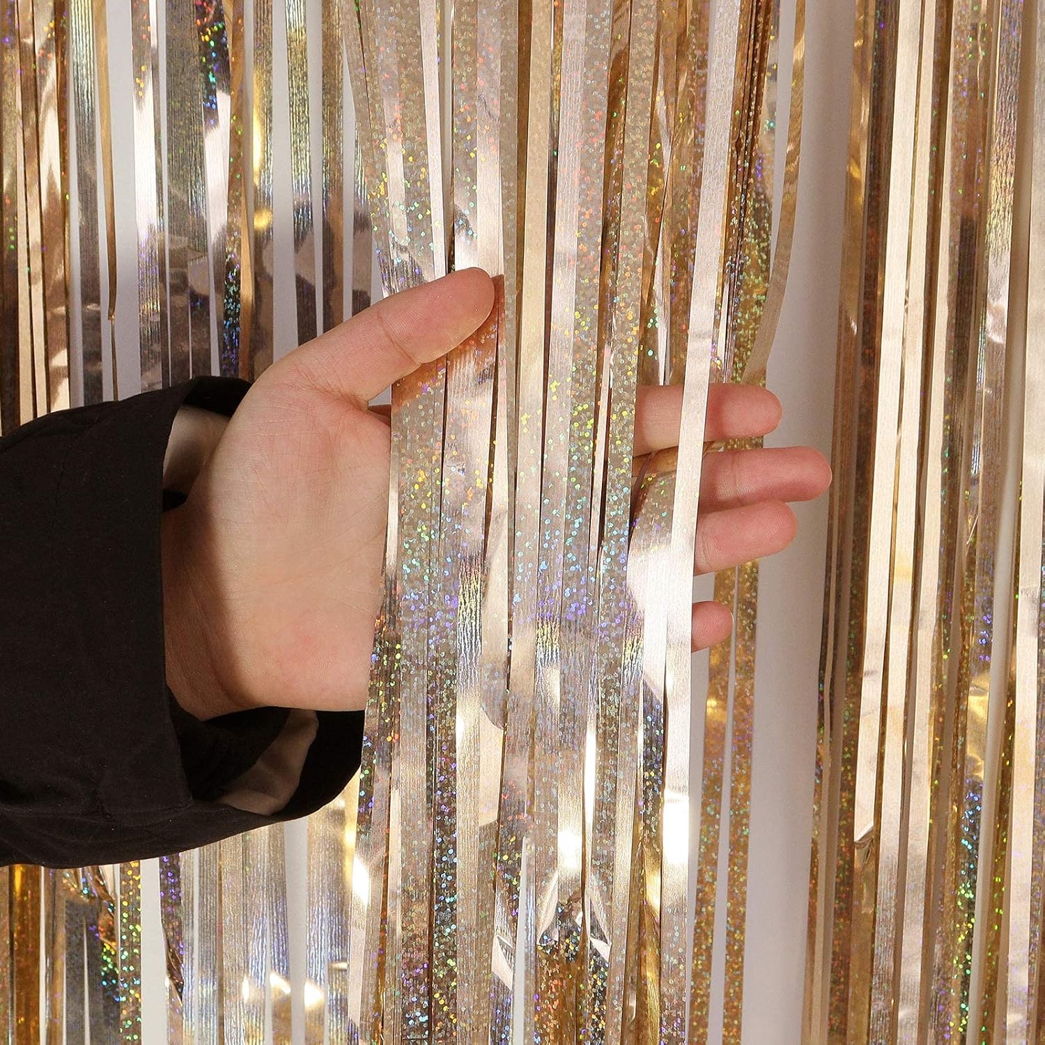 Champagne Tinsel Foil Fringe Curtains 2 Pack