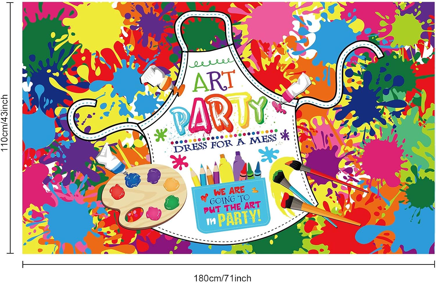 Art Paint Party Backdrop with Hanging Ribbon
