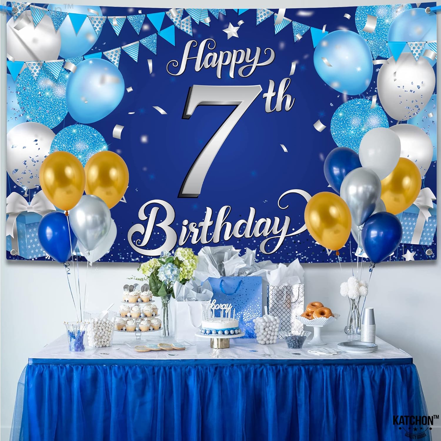 KatchOn XtraLarge Happy 7th Birthday Banner 72x44 Inch
