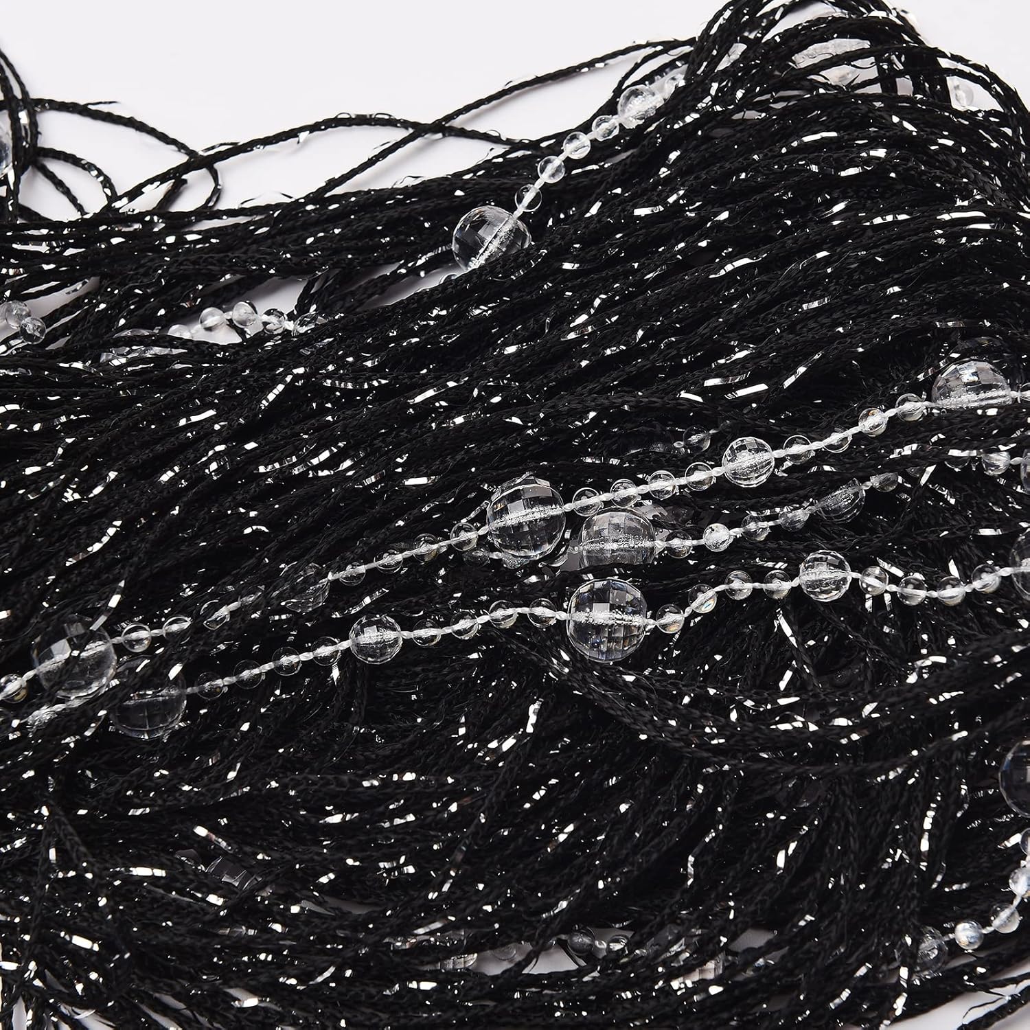 Black Beaded String Curtain for Door 36x77 Inch