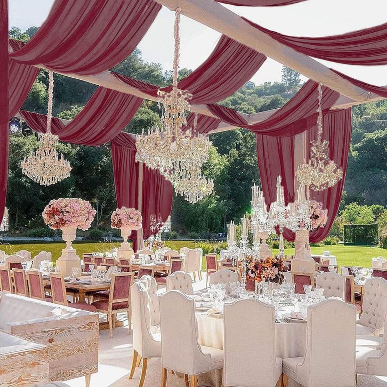 MODFUNS Burgundy Ceiling Drapes for Weddings