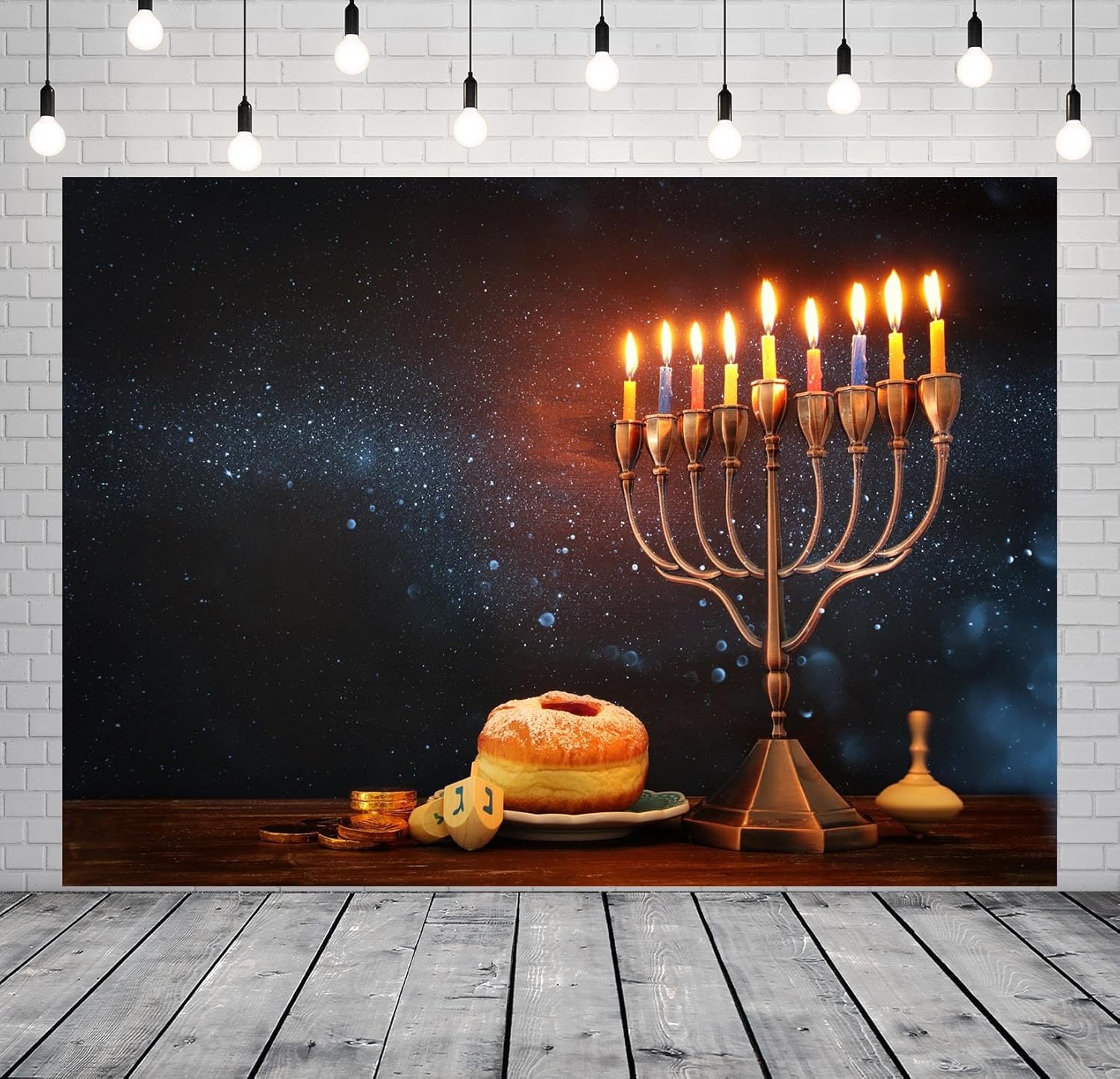 BELECO 8x6ft Hanukkah Backdrop Photo Studio Decorations