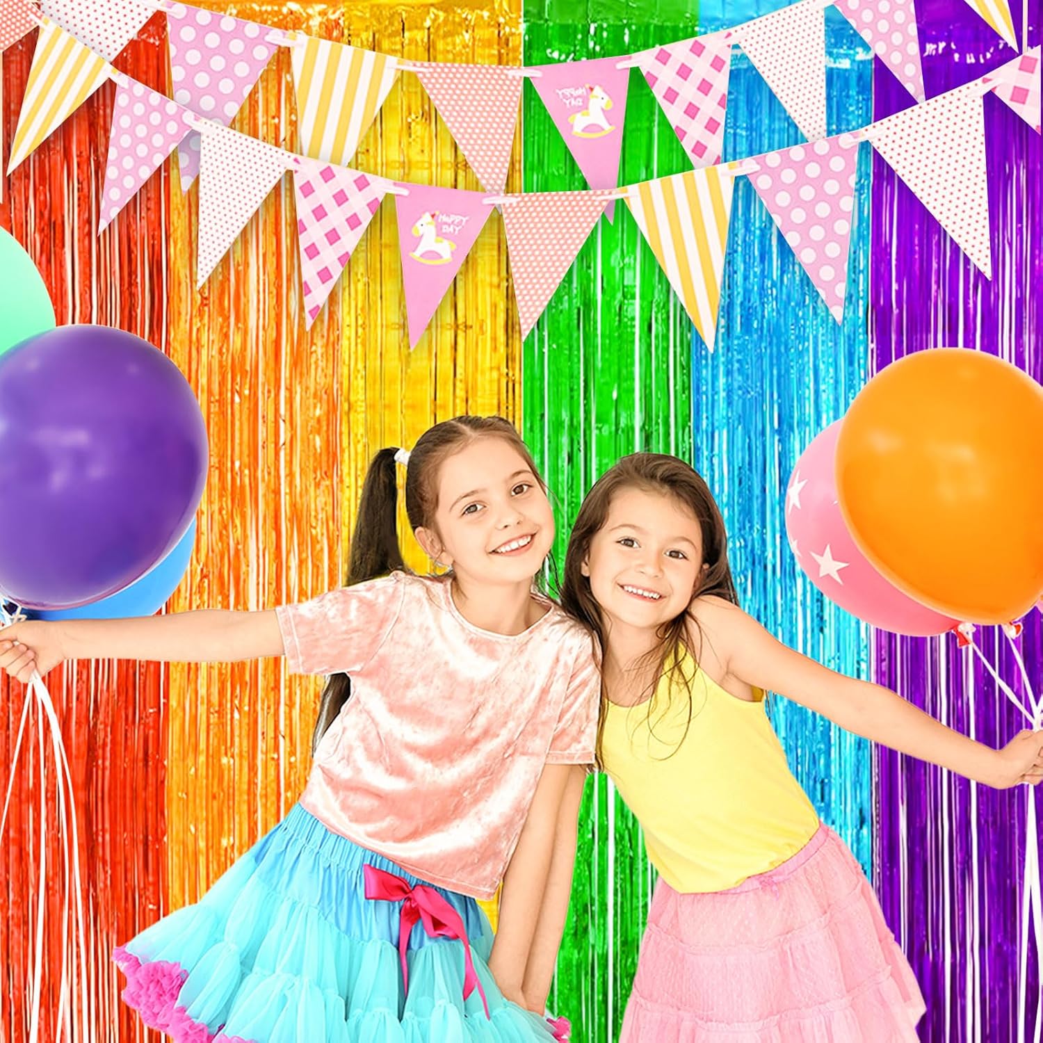 MYUPDALIN Rainbow Foil Curtains 2 Pack