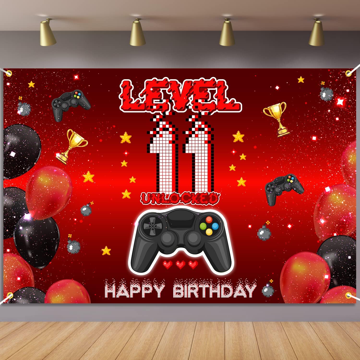 Level 11 Unlocked Birthday Backdrop Banner