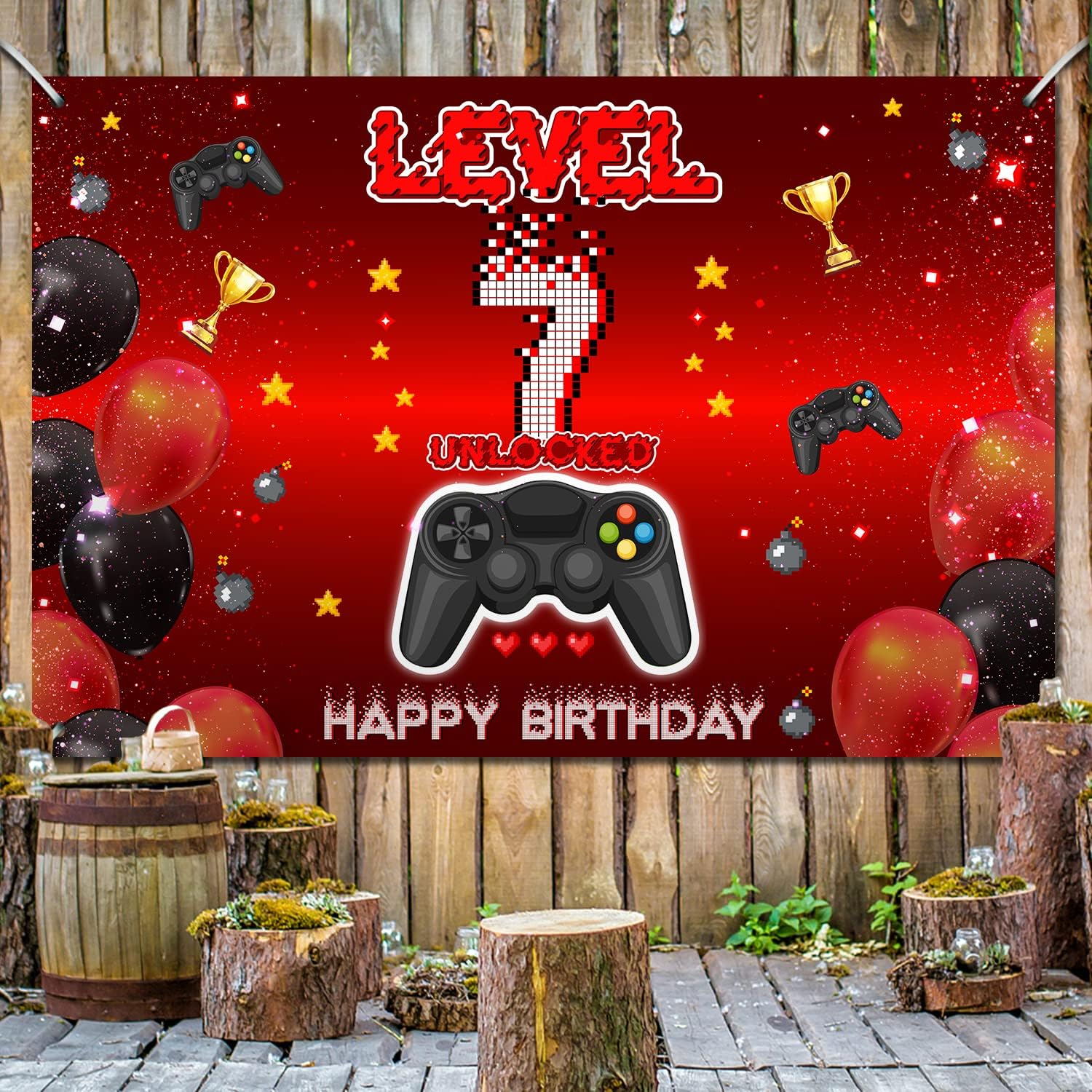 Level 4 Backdrop Banner for 7th Birthday Party