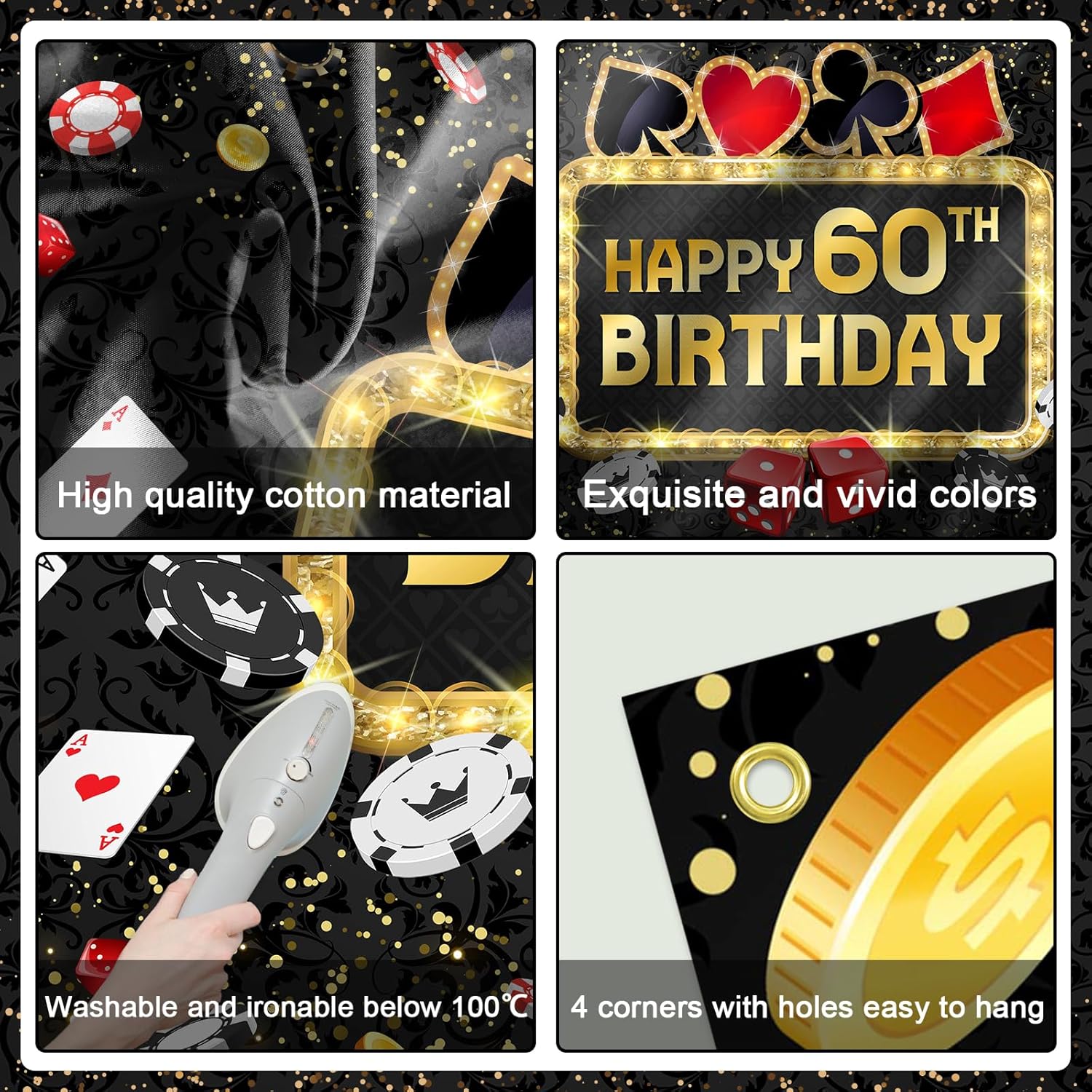 Avezano Casino Birthday Backdrop 7x5ft Las Vegas Theme