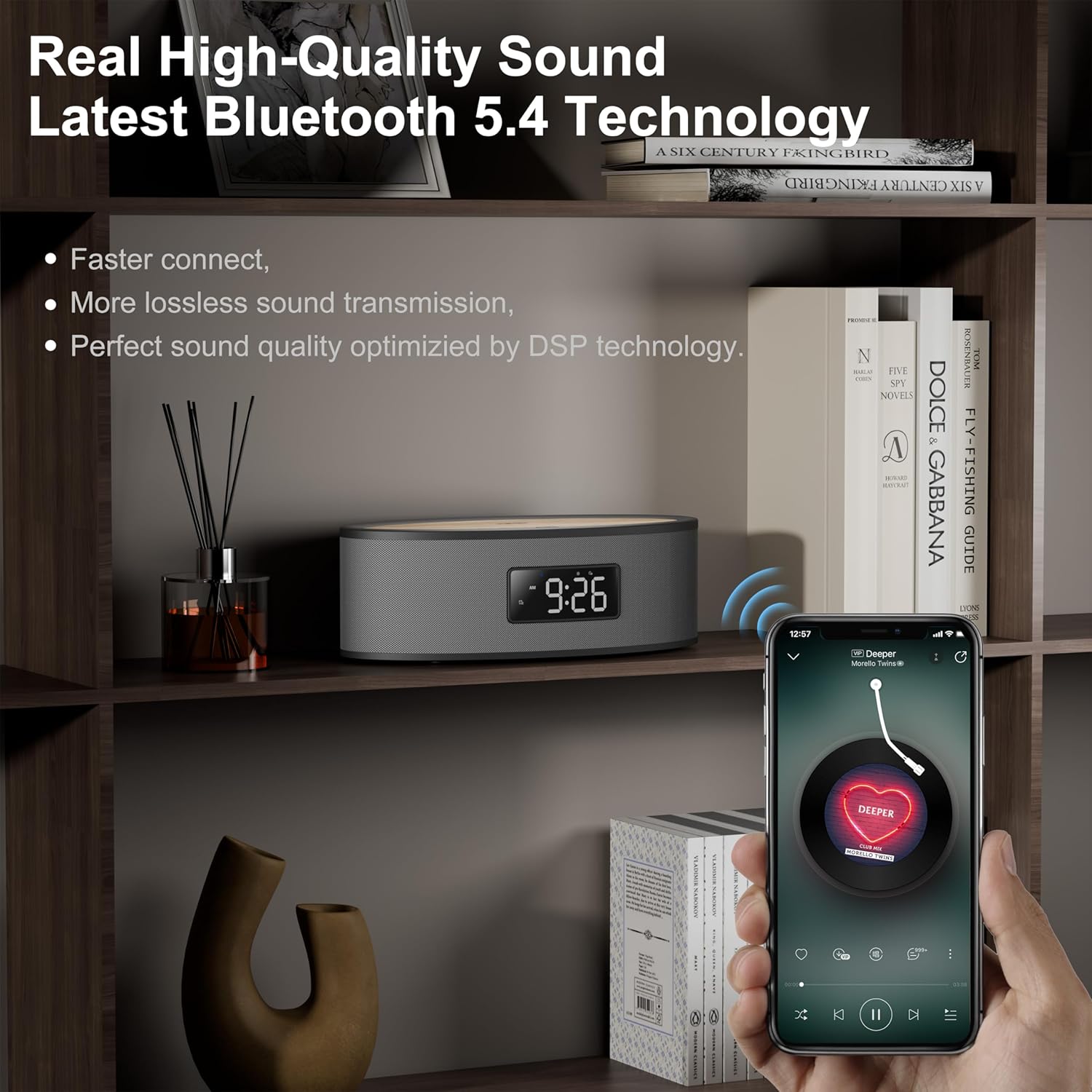 KEiiD Bluetooth Clock Radio Speaker with Dual Alarms and FM Radio