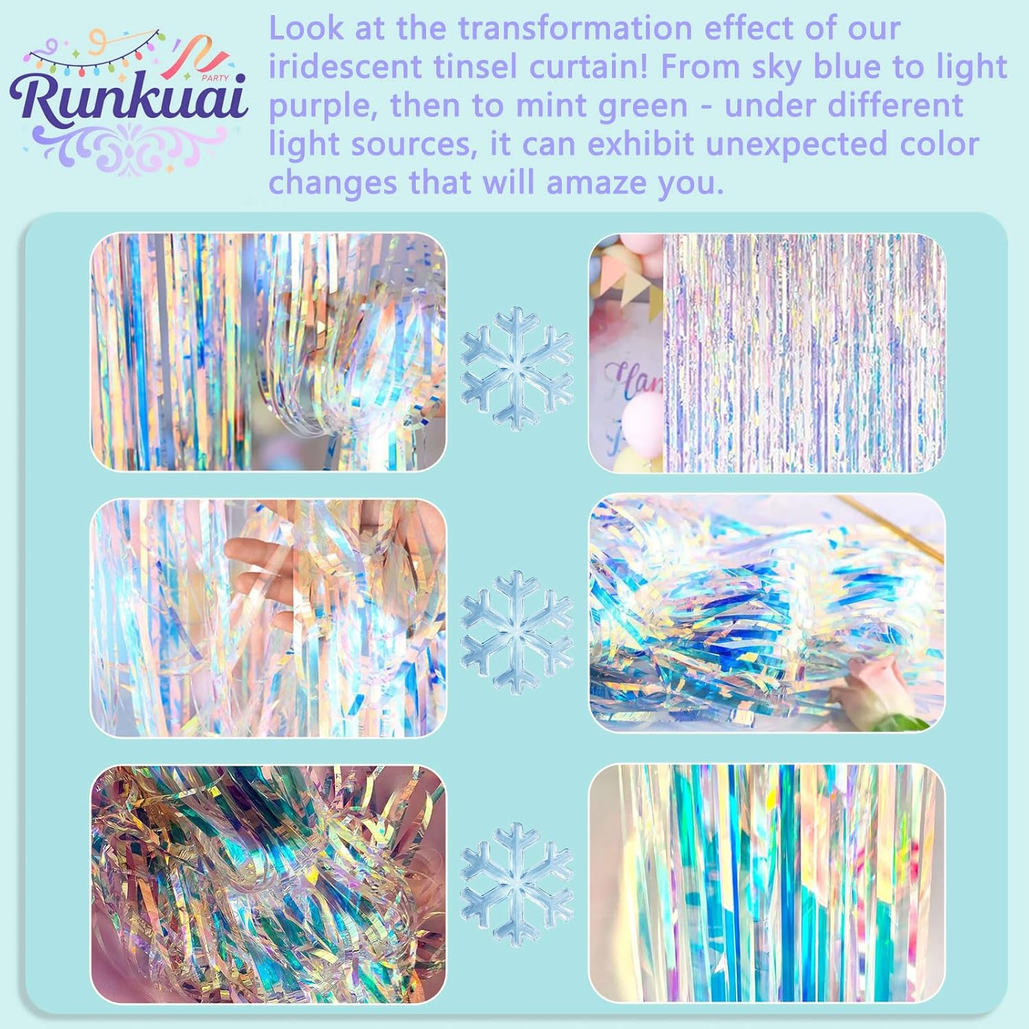 Iridescent Party Decorations Fringe Backdrop