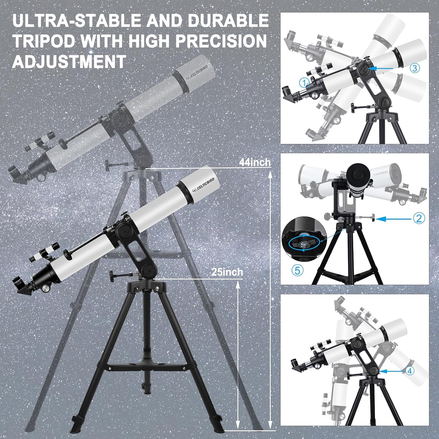 Celticbird High Powered 90mm Refractor Telescope for Adults