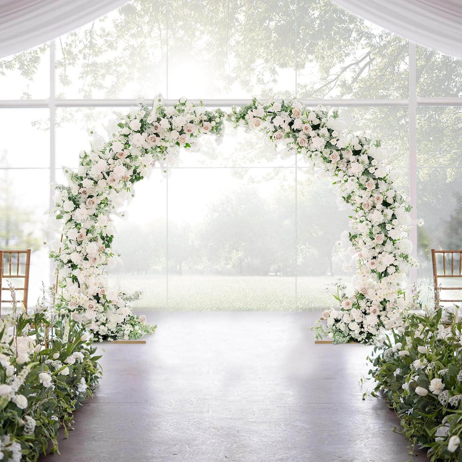 Efavormart 8ft Gold Metal Wedding Arch Photography Backdrop Stand