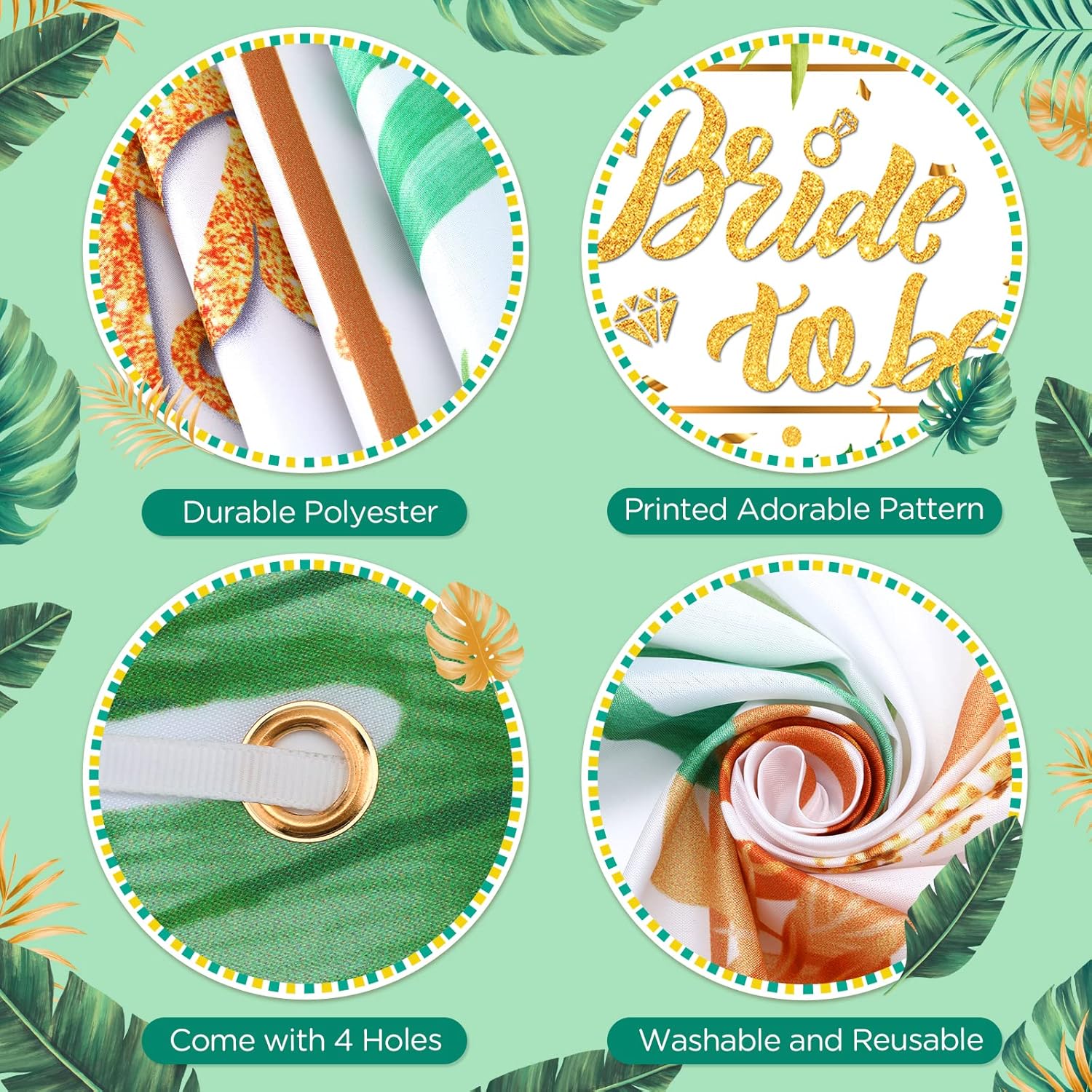 Palm Bride to Be Decorations Tropical Wedding Banner 71x44 Inch
