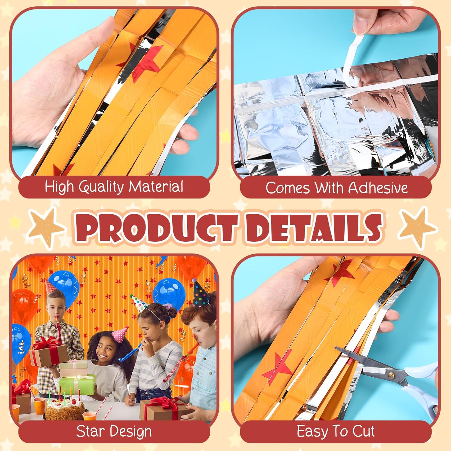 Oudain Anime Birthday Party Red Yellow Stars Banner