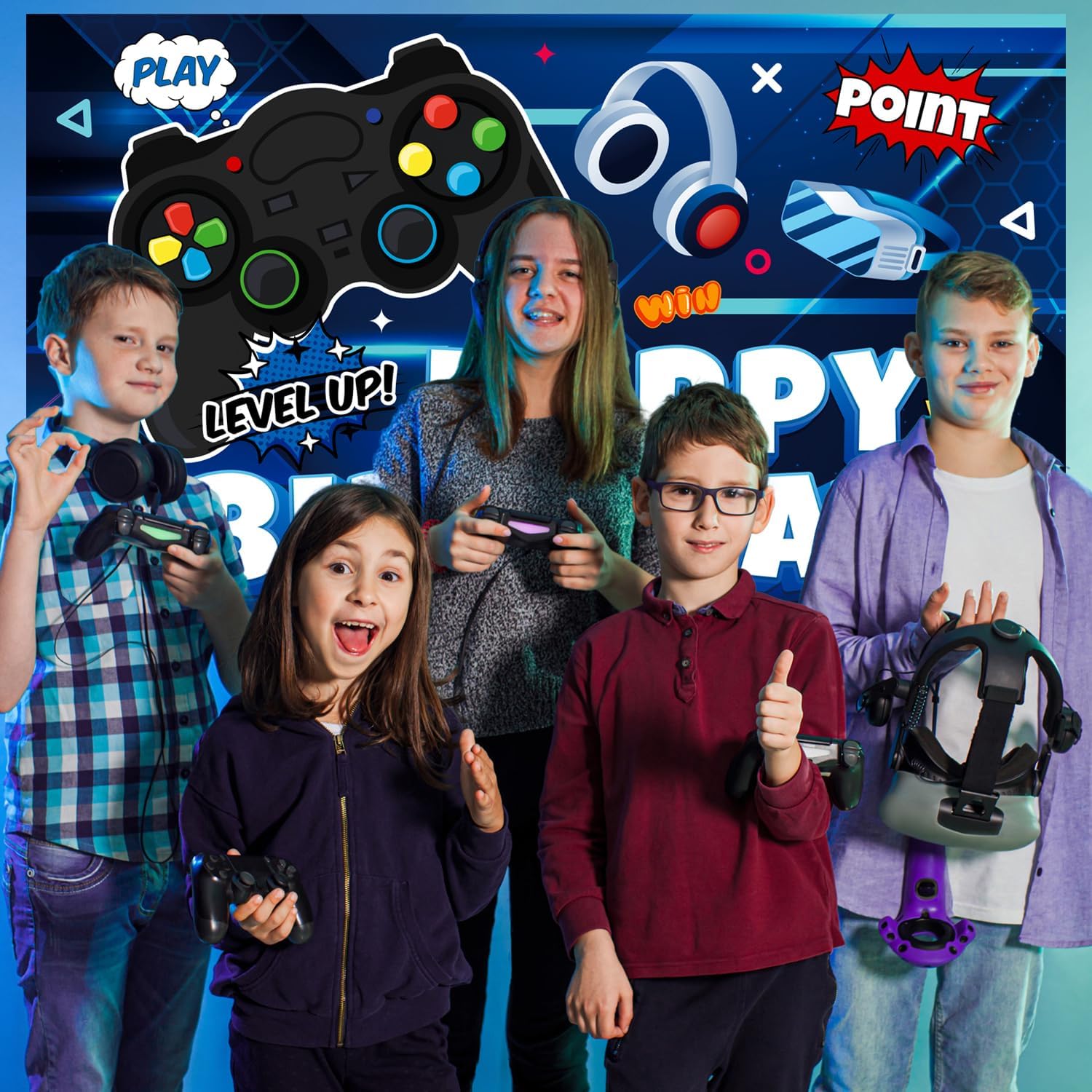 Video Game Birthday Decorations Banner 71x43 Inch