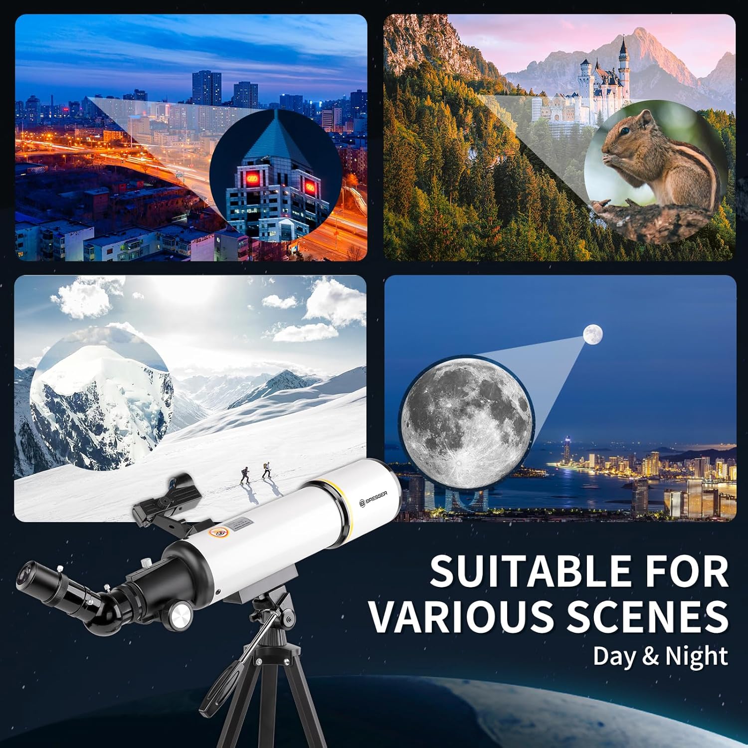 Bresser High Powered 80mm Refractor Telescope with Tripod and Phone Adapter