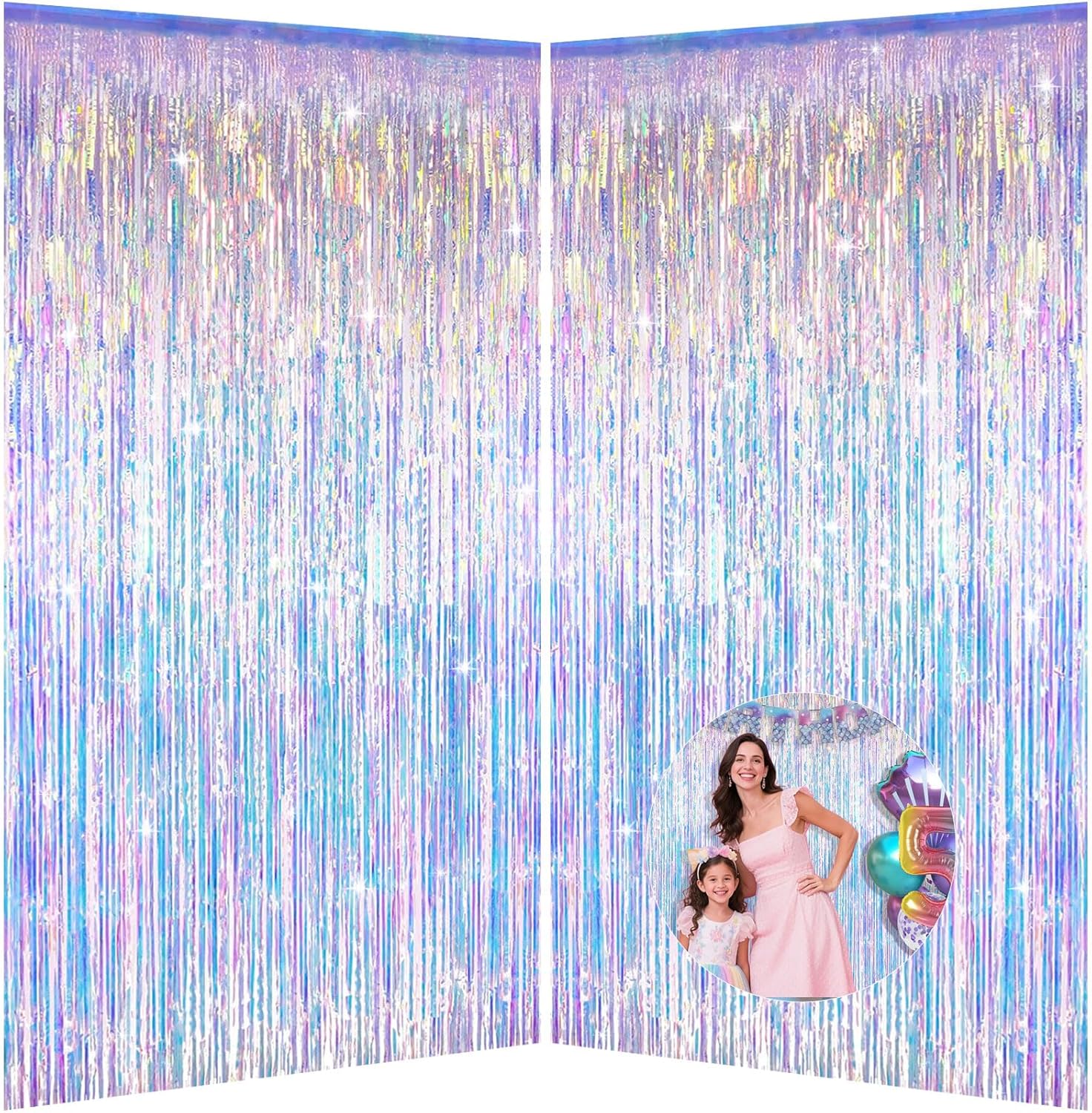 Iridescent Party Decorations Fringe Backdrop