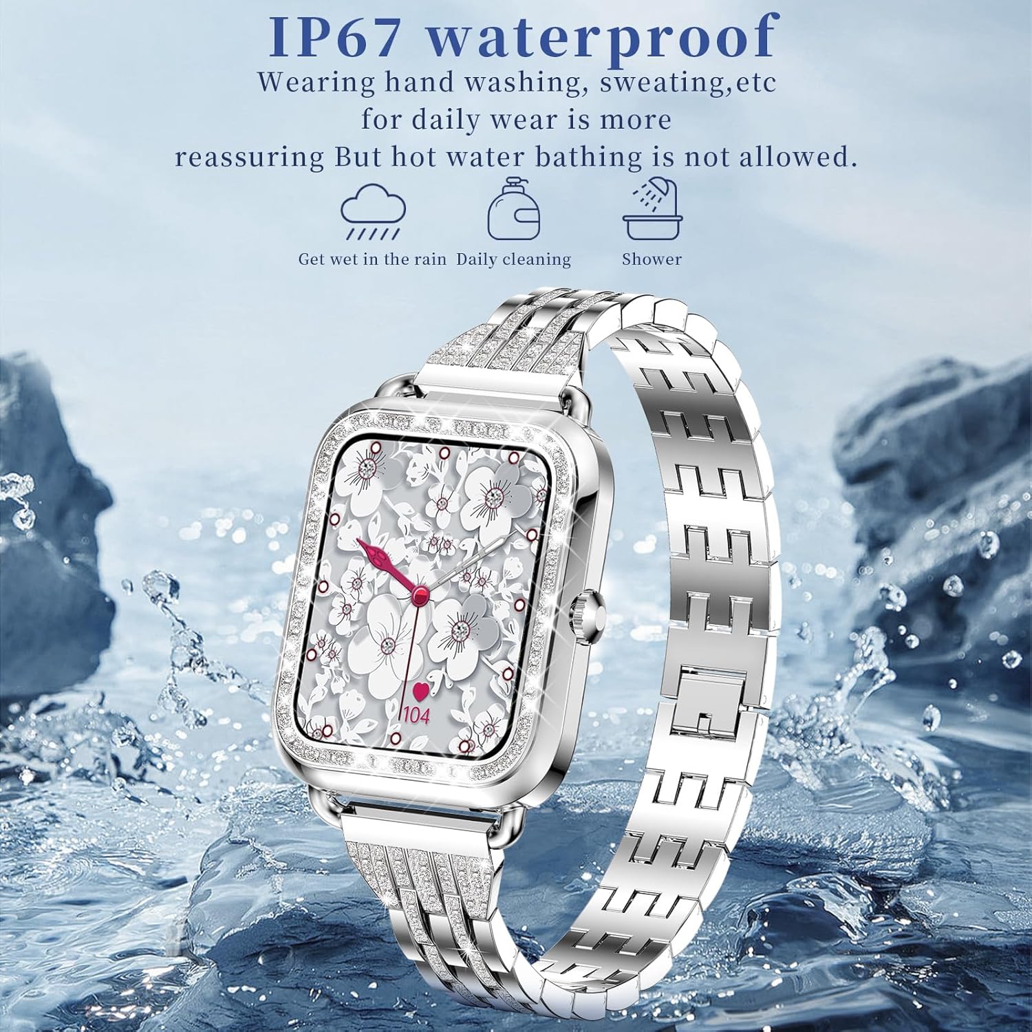 Diamond Smart Watch for Women with HD Touch Screen