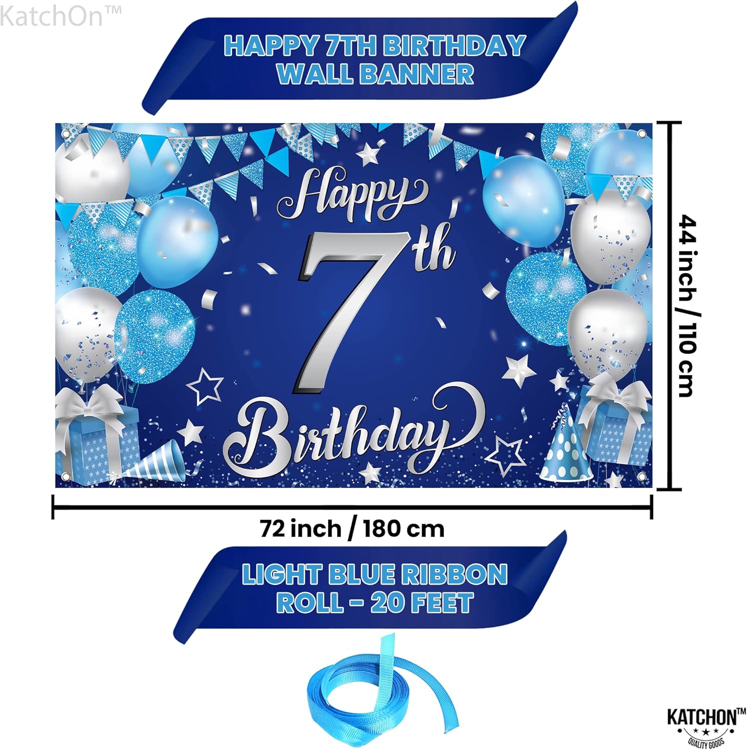 KatchOn XtraLarge Happy 7th Birthday Banner 72x44 Inch