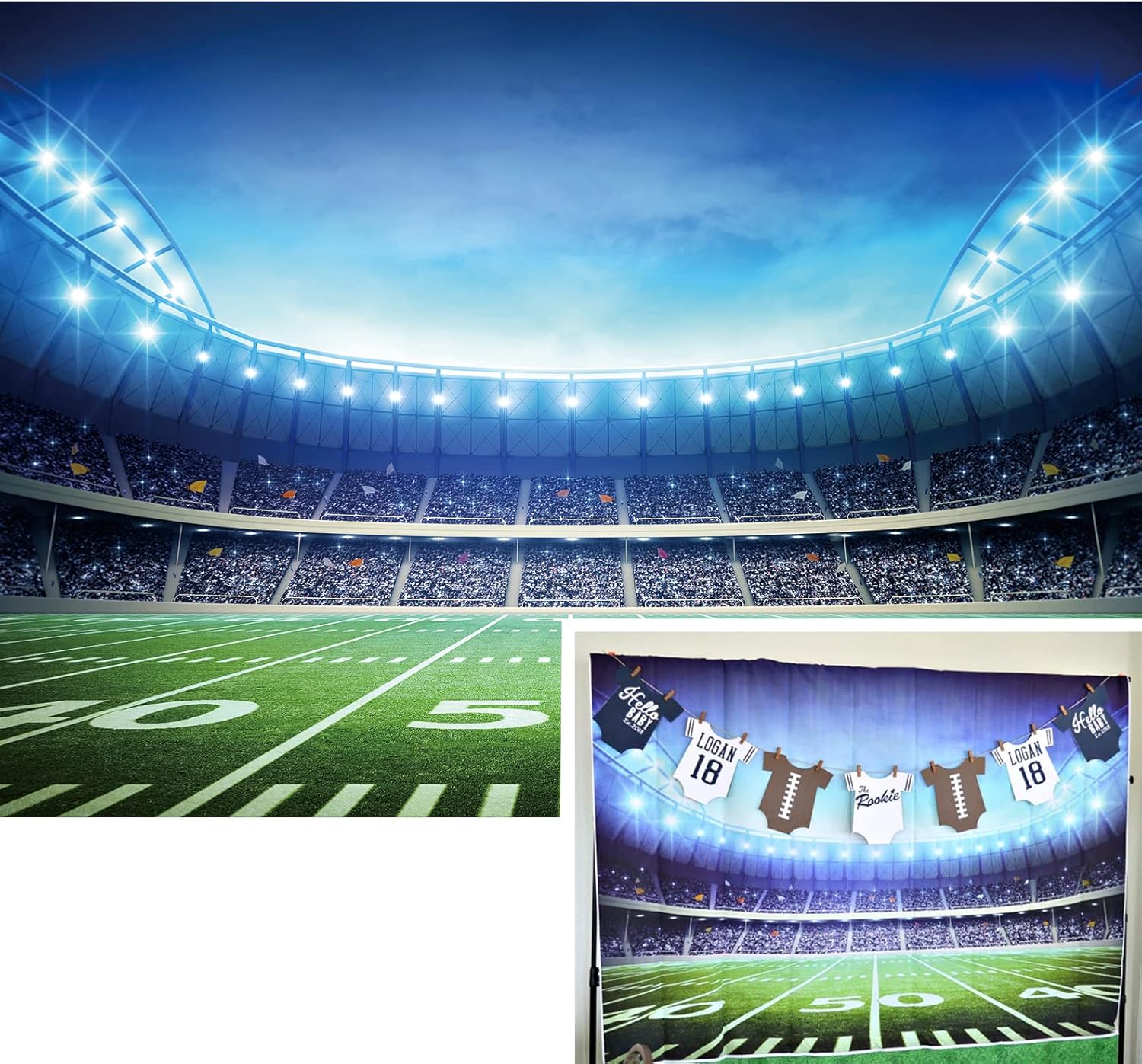 BINQOO 7x5ft Football Field Photo Background